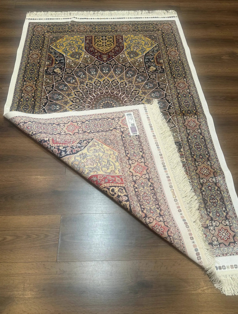 Turkish Silk Rug 4x6, Dome Design, Memluk Carpet, Bamboo Silk, New by Jewel Rugs