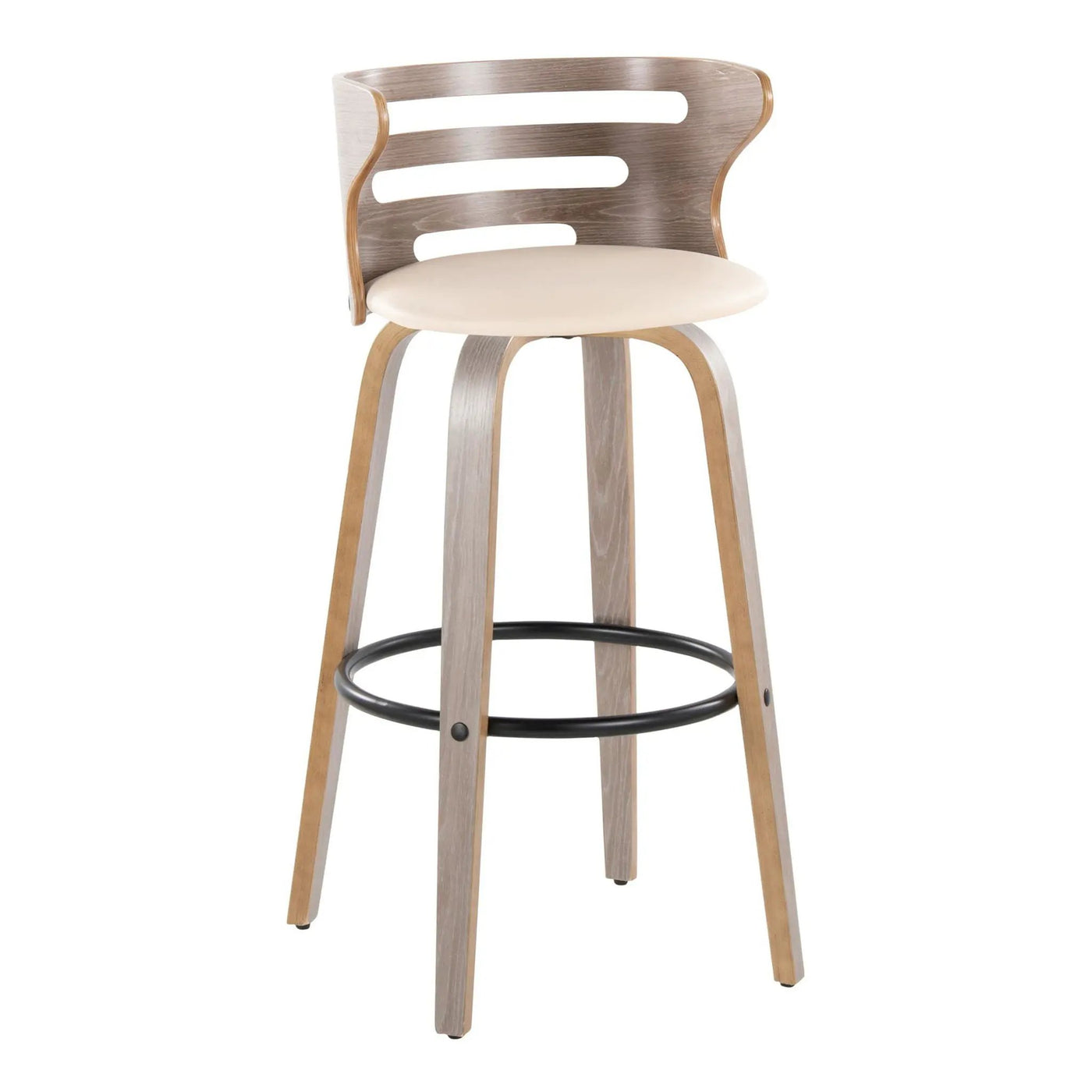 Cosini - Mid Century Modern Fixed Height, Barstool & Swivel And Round Footrest (Set of 2) by HouseOfZazla