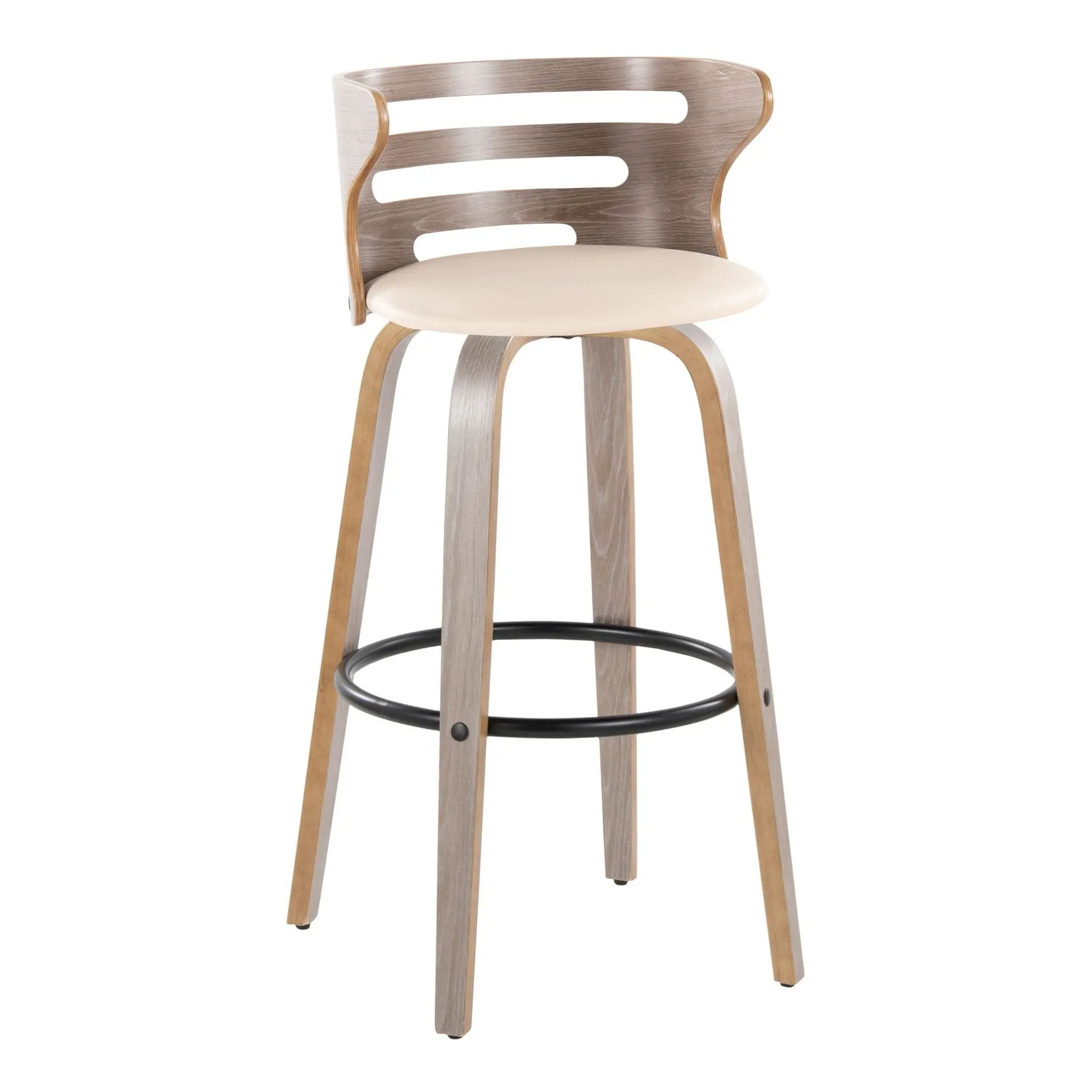 Cosini - Mid Century Modern Fixed Height, Barstool & Swivel And Round Footrest (Set of 2) by HouseOfZazla