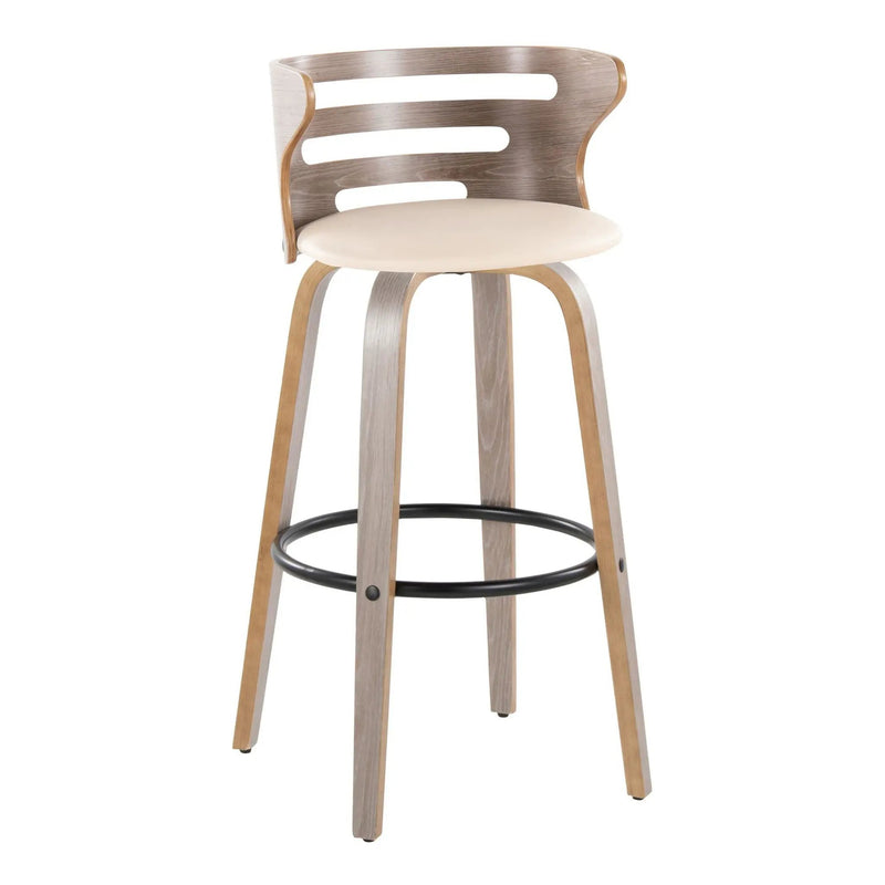 Cosini - Mid Century Modern Fixed Height, Barstool & Swivel And Round Footrest (Set of 2) by HouseOfZazla
