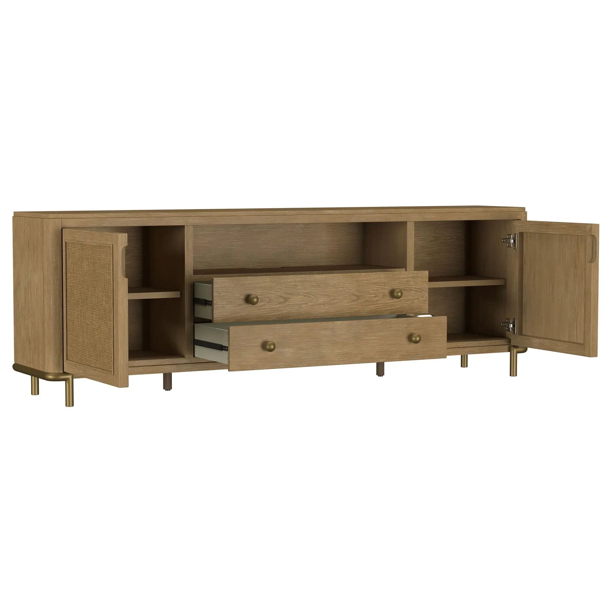 Arini Rattan Cane 2-door TV Stand Media Console Sand Wash by Unique Piece Furniture