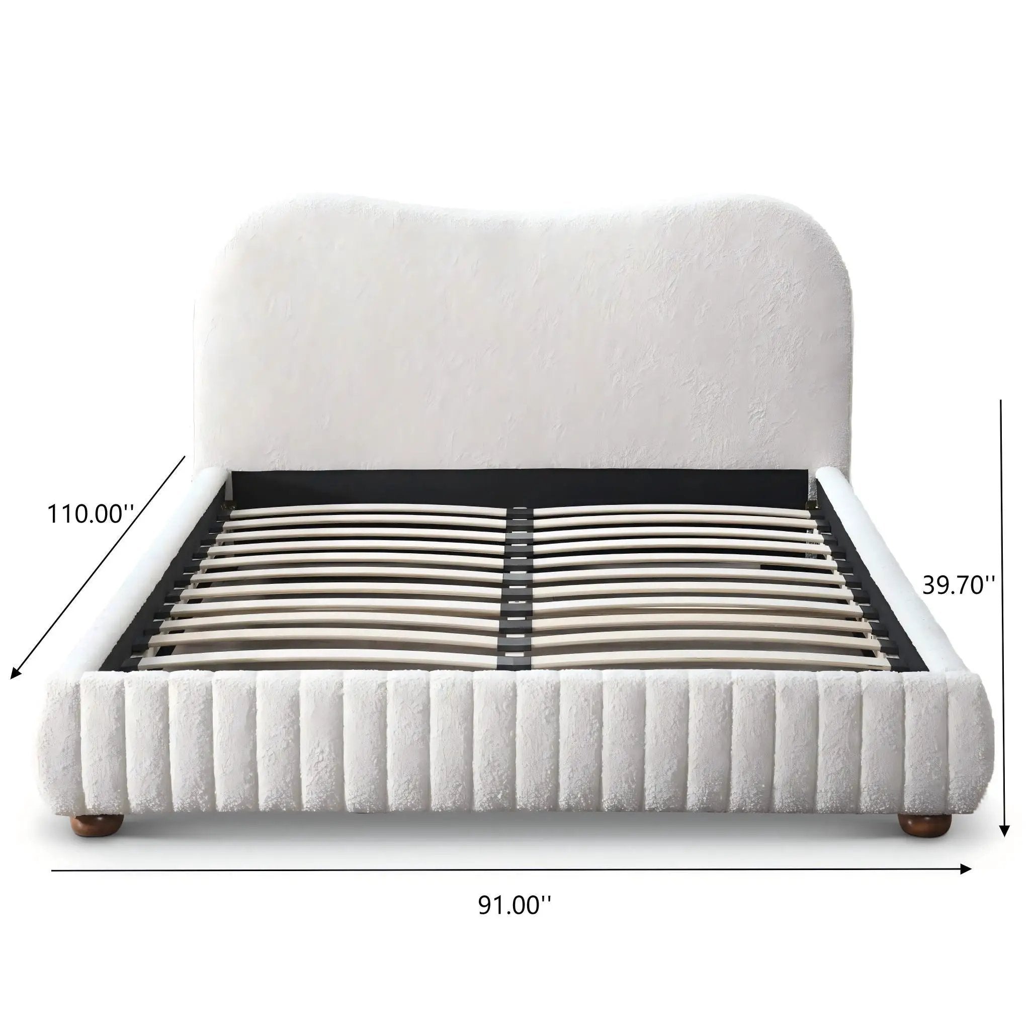 Norme - Queen Size Upholstered Low Profile Platform Bed - Cream by HouseOfZazla