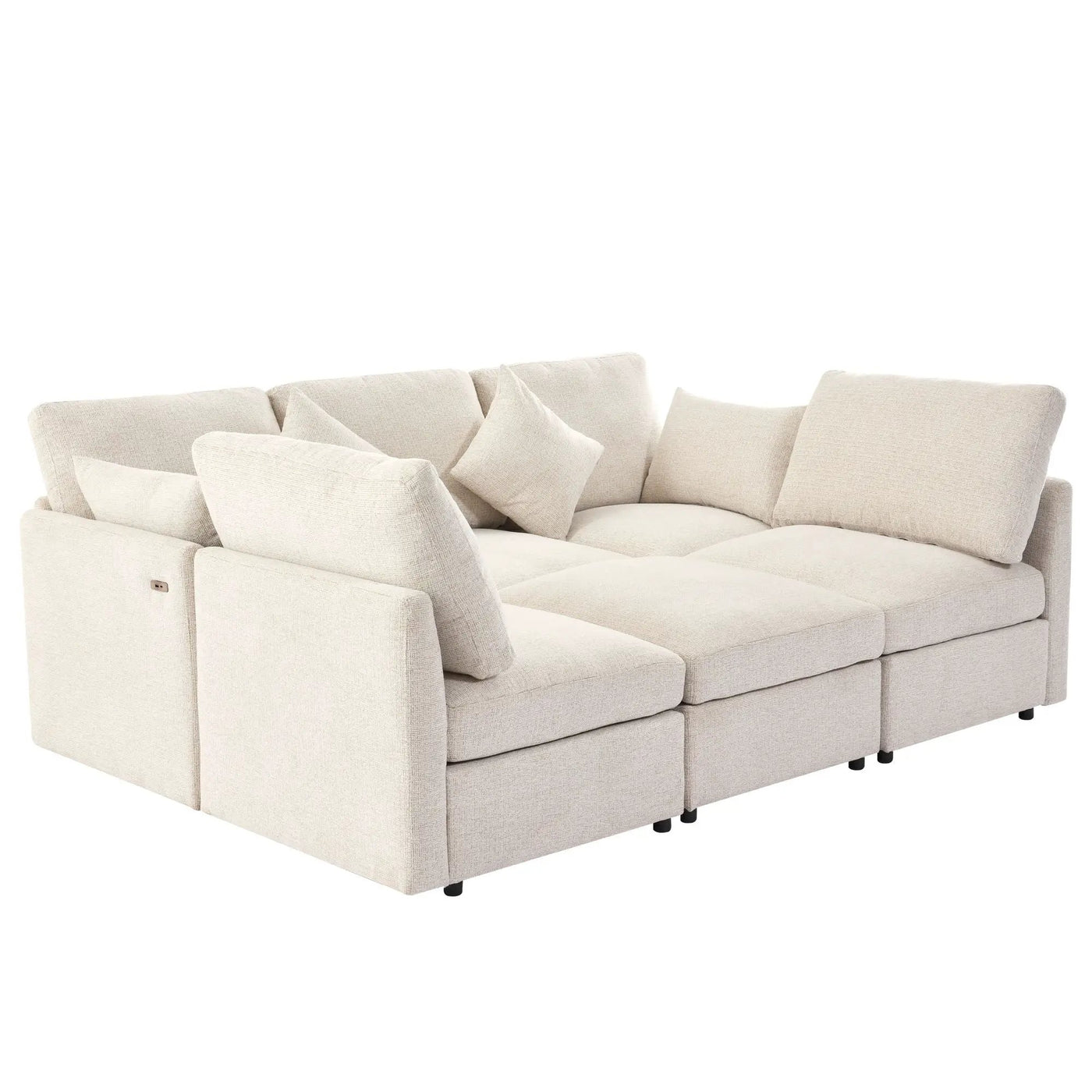 Sectional Sofa Modular U-Shaped With Ottoman & USB Ports by HouseOfZazla