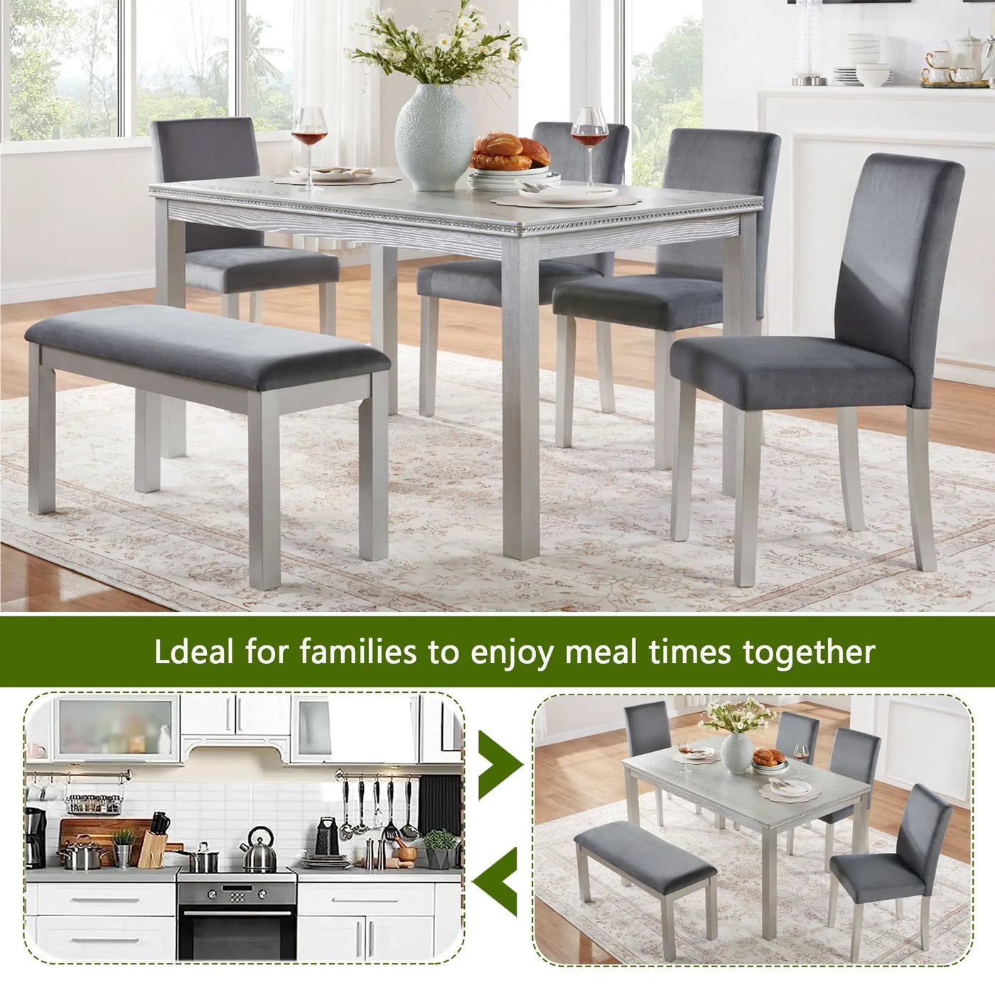 Dining Table Set, Table With A Rectangular Table And Upholstered Chairs by HouseOfZazla