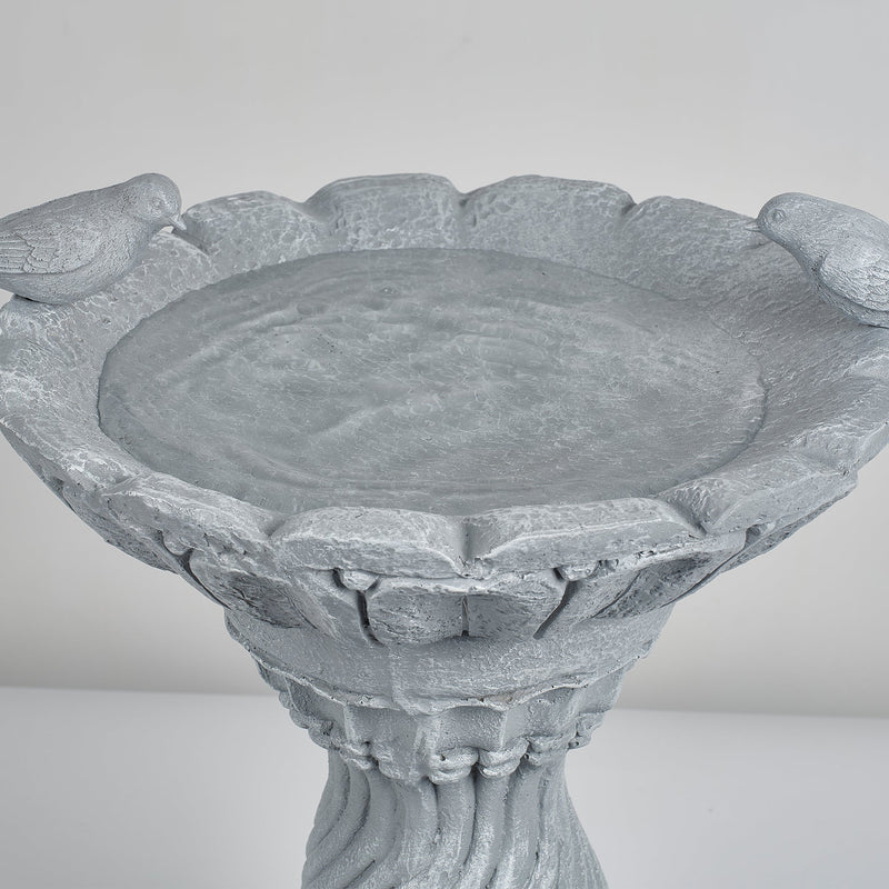 Magnesium Oxide Garden Bird Bath Statue with Vintage Pedestal - Grey, photo 3 of 10
