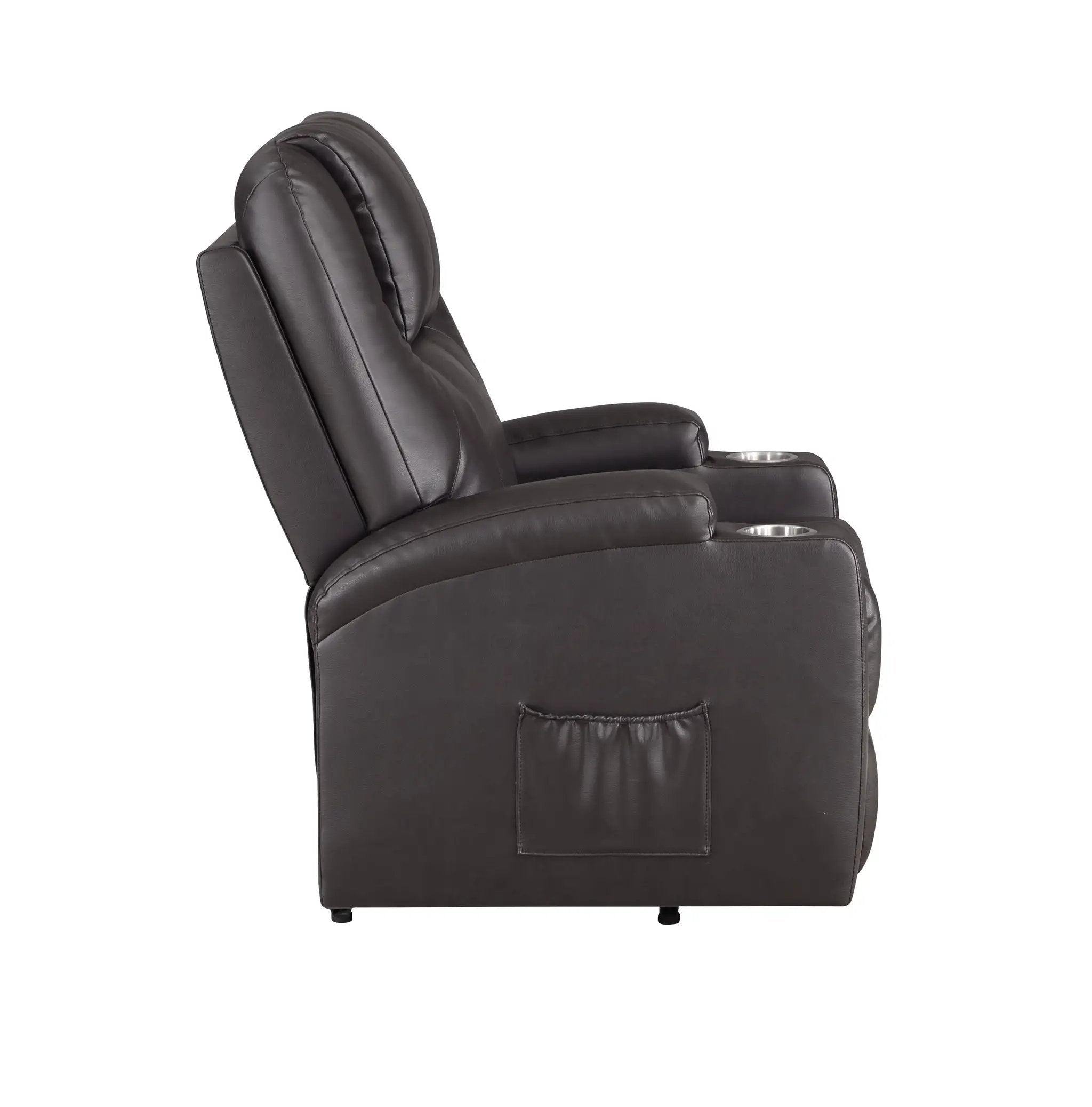 Brown Leather Recliner Aire w/Power Lift & Massage by HouseOfZazla
