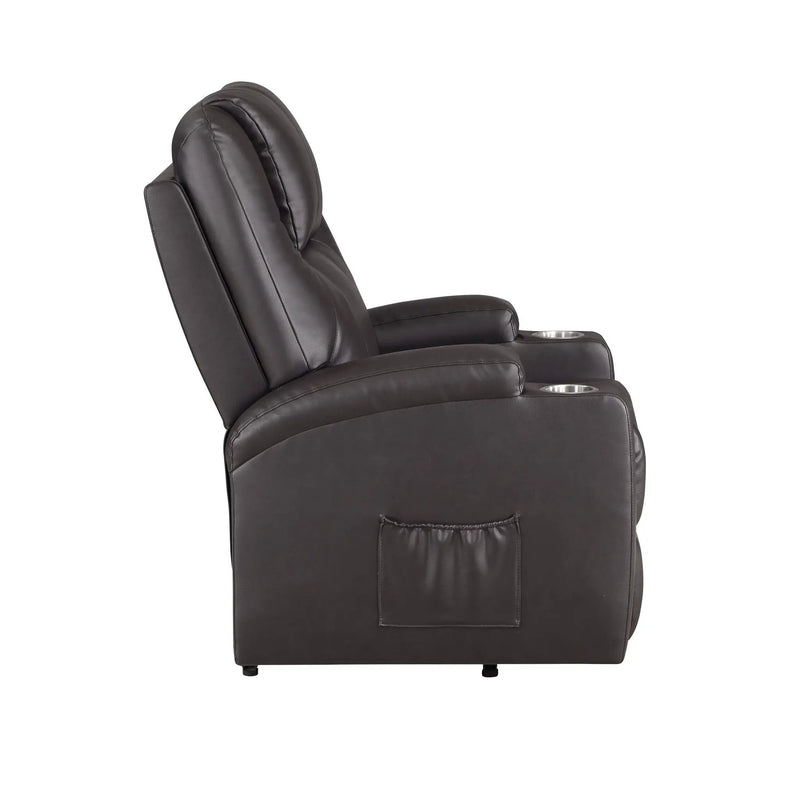 Brown Leather Recliner Aire w/Power Lift & Massage by HouseOfZazla