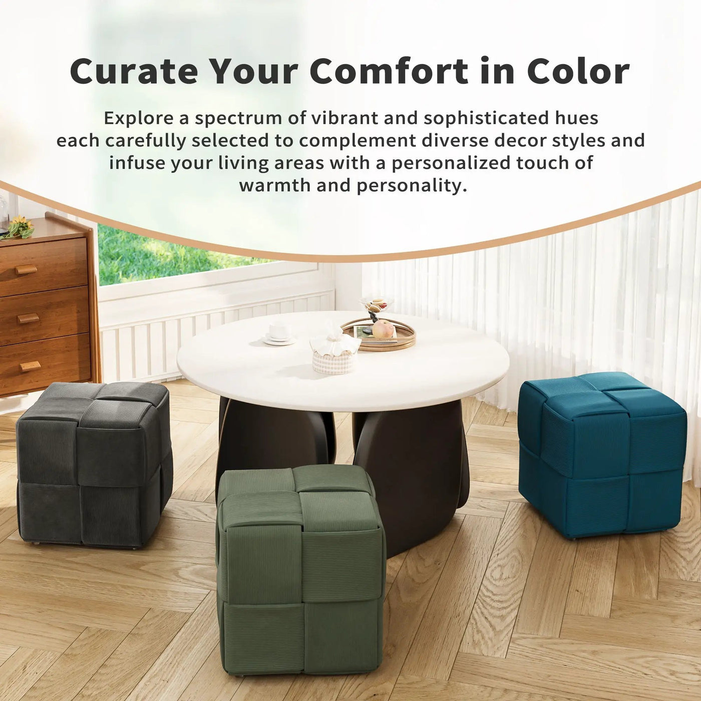Modern Ottoman Foot Rest With Woven Design by HouseOfZazla