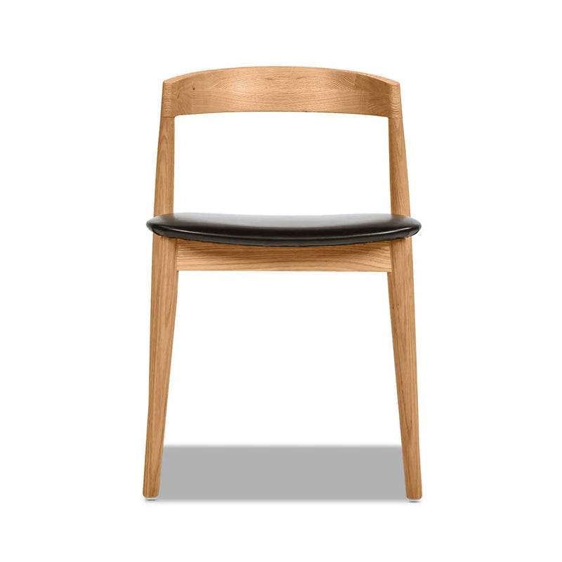 Raven - Stacking Sculpted Oak Dining Chair - Warm Natural Brown / Black by HouseOfZazla
