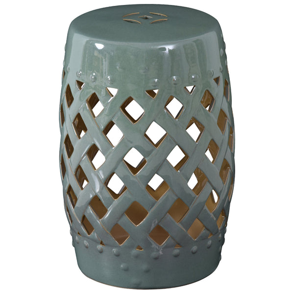 Outsunny 13' x 18' Ceramic Garden Stool with Woven Lattice Design & Glazed Finish