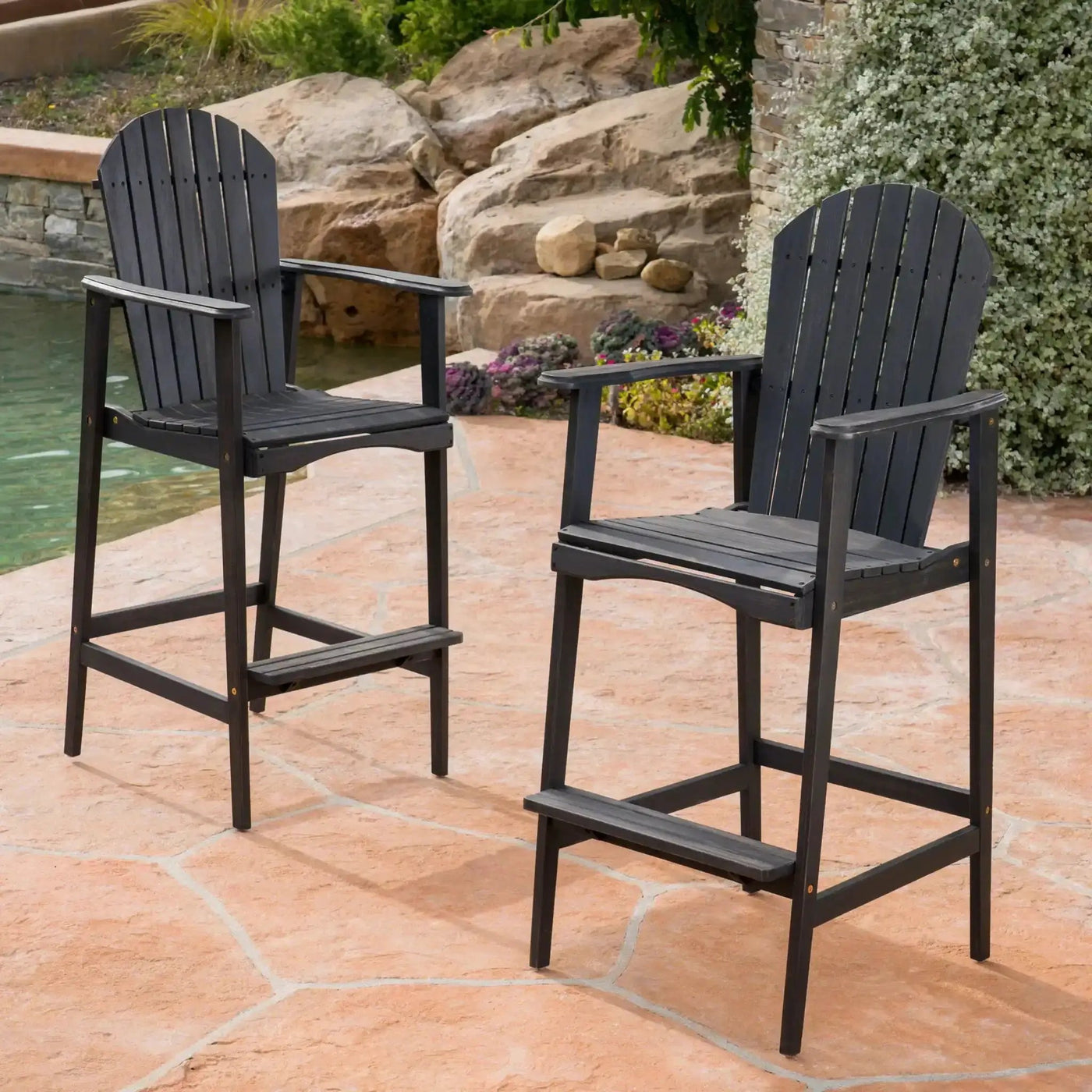 Outdoor Acacia Wood Adirondack Barstools (Set of 2) by HouseOfZazla