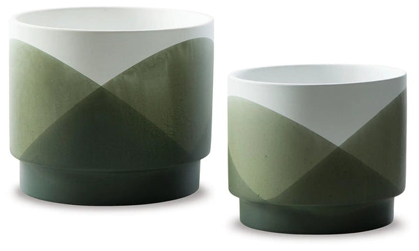 Ardenridge - Ensemble de jardinières (lot de 2) - Vert / Blanc