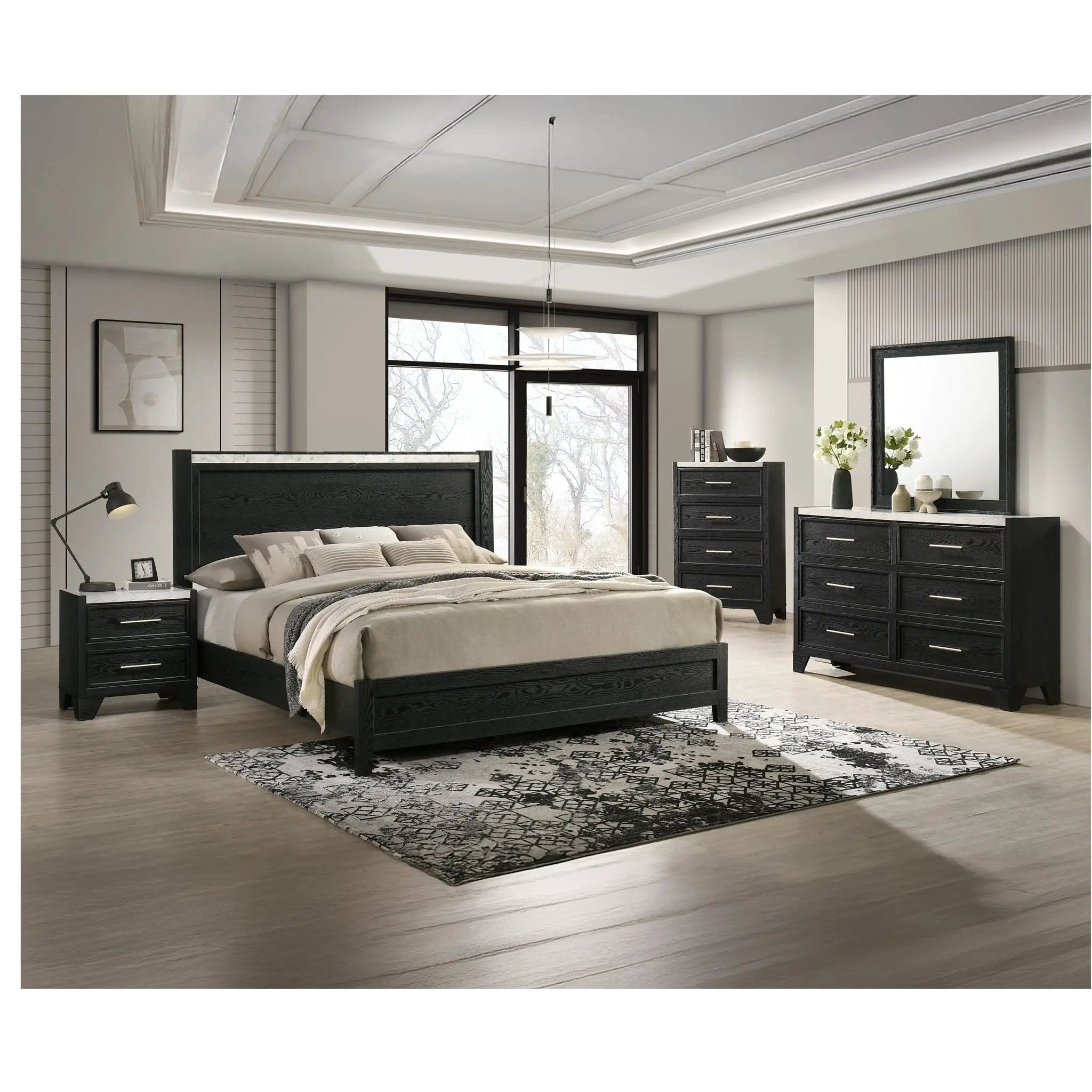 Contemporary Panel Bed With Accents by HouseOfZazla