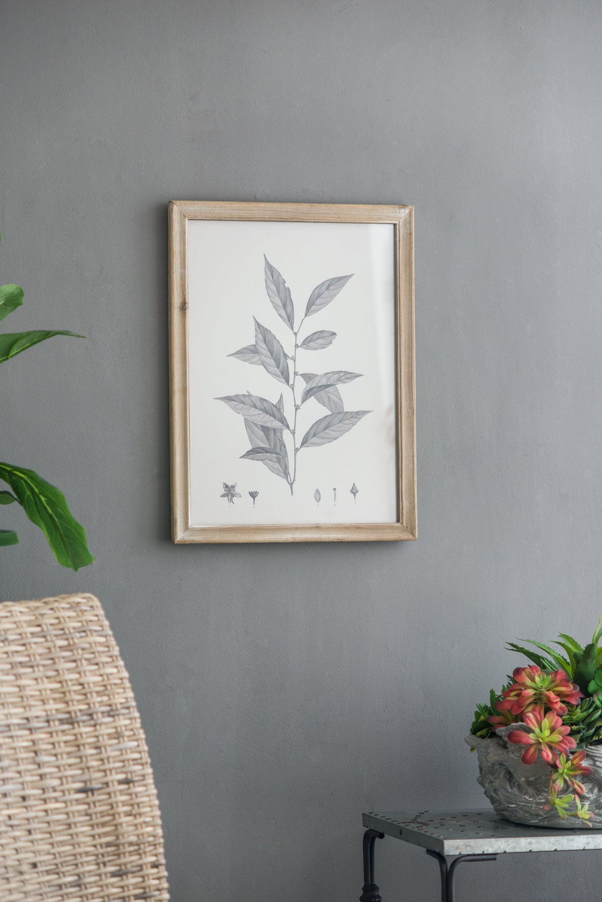 Botanical Wall Décor Set of 4 with Leaf Illustrations - Black & White, photo 8 of 10