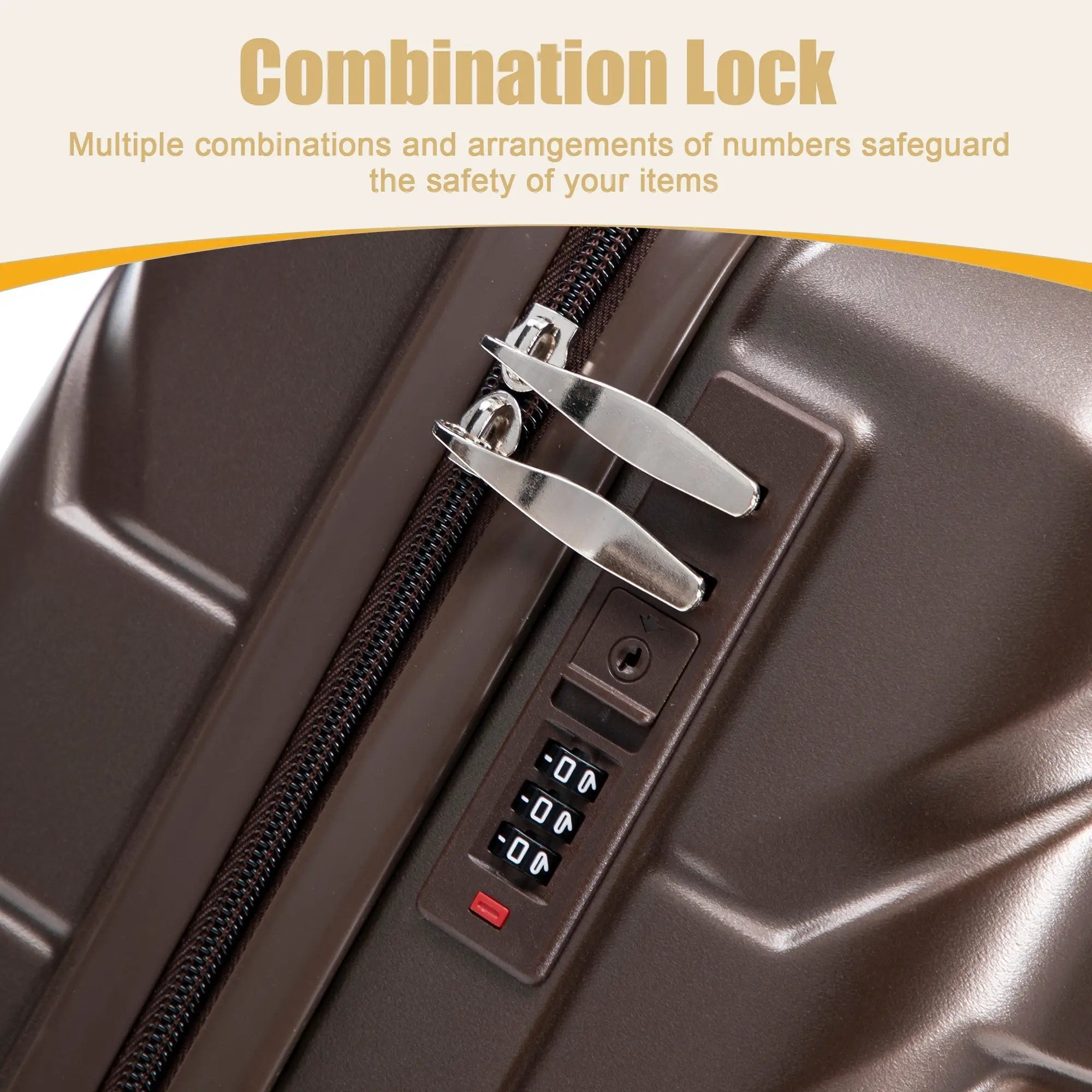 20 Inch ABS Hard Shell Travel Checked Luggage - Brown by HouseOfZazla