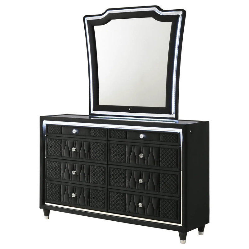 Lorient 8-drawer LED Dresser with Mirror Black by Unique Piece Furniture