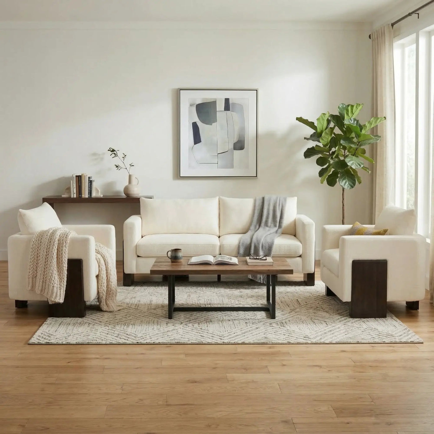 Cozy Sofa Set Oversized Comfy Cloud Sofa with Rubberwood Legs by HouseOfZazla