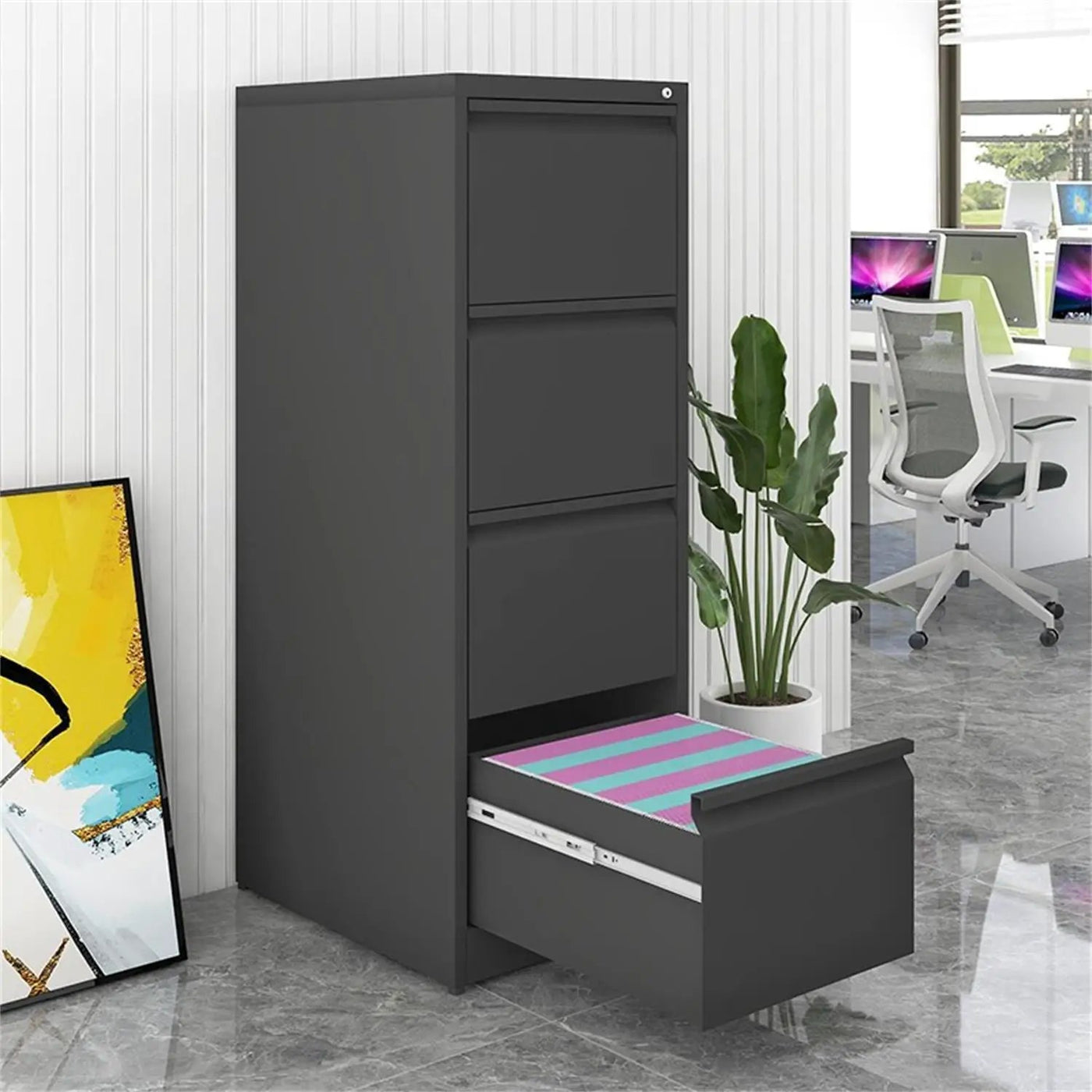 Durable Metal 3 Drawer File Cabinet With Lock For Office Storage by HouseOfZazla