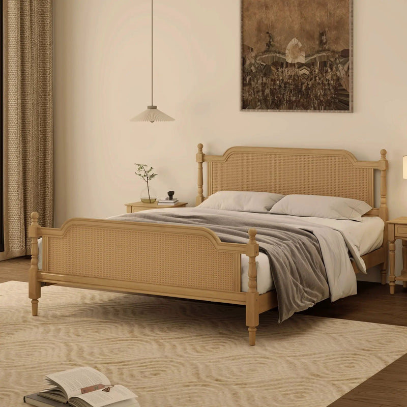 Traditional Style Rattan Bed Frame, No Box Spring Needed by Unique Piece Furniture