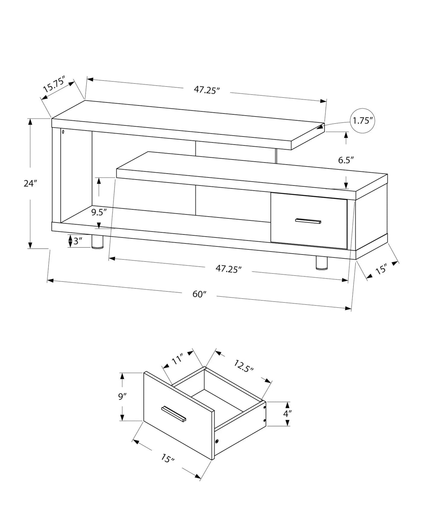 TV Stand, Console, Media Entertainment Center Storage Cabinet, Contemporary & Modern by Unique Piece Furniture