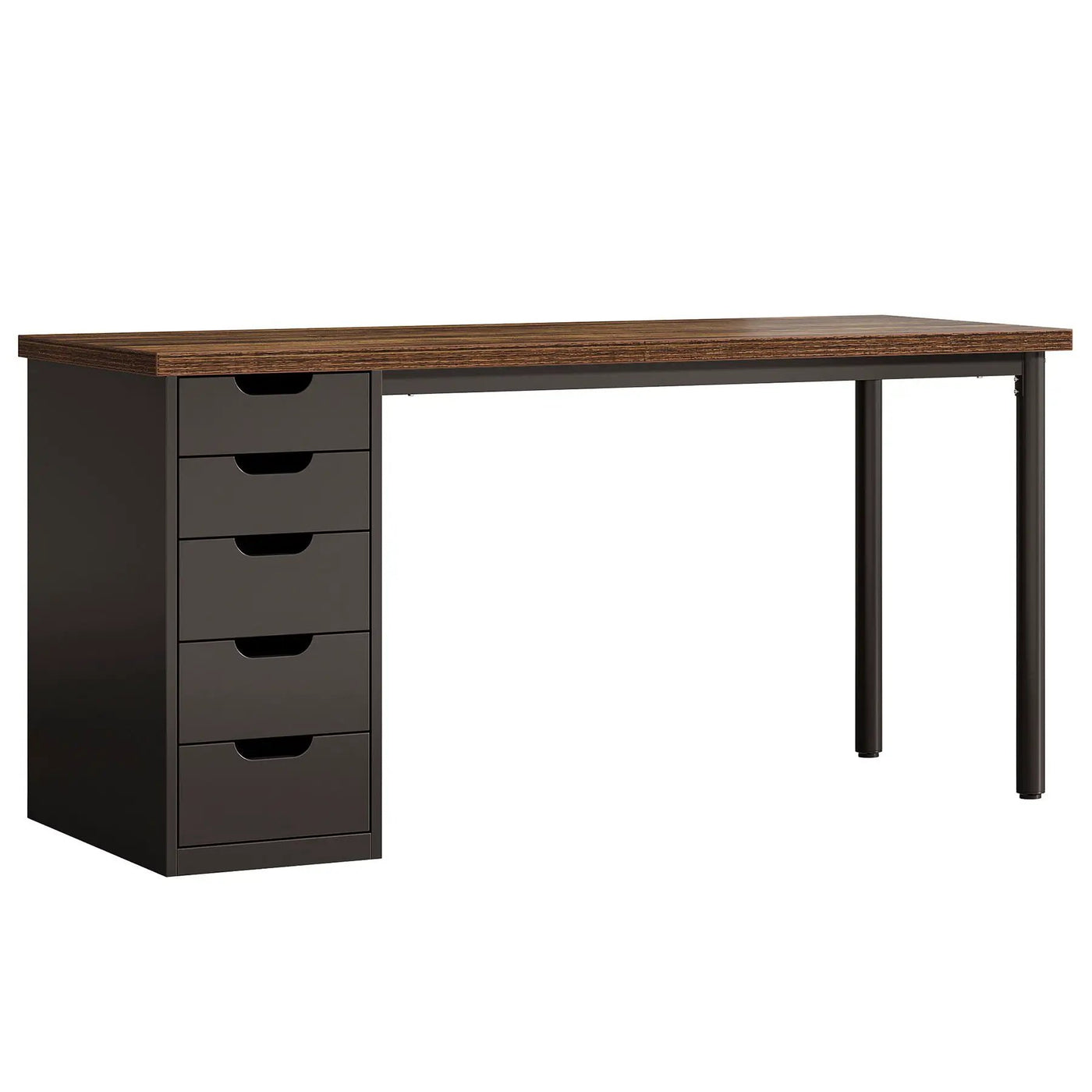 Computer Desk With 5 Drawers, Reversible Cabinet Design by HouseOfZazla