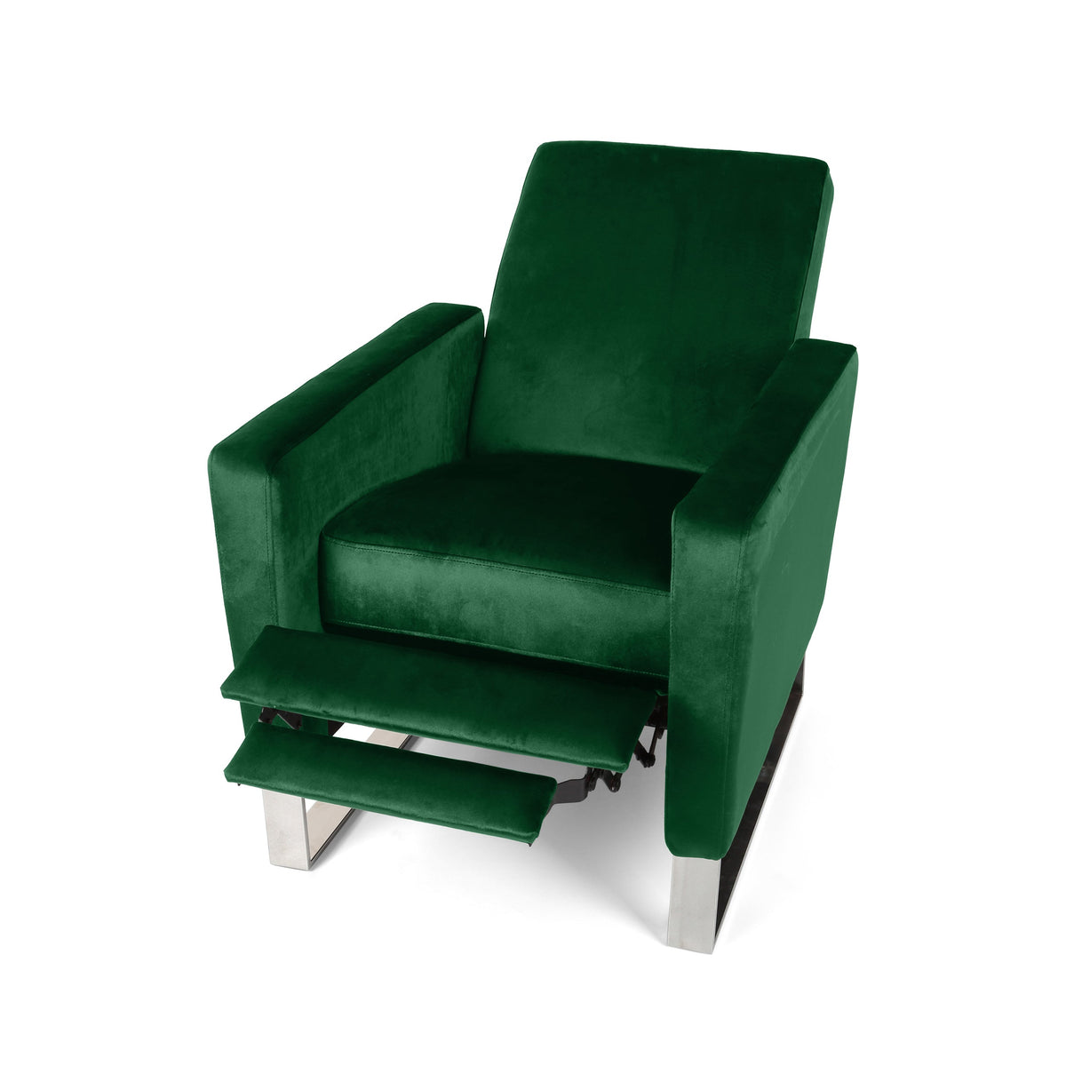 Velvet Push Back Recliner with Metal Legs - Emerald or Blue, photo 9 of 10