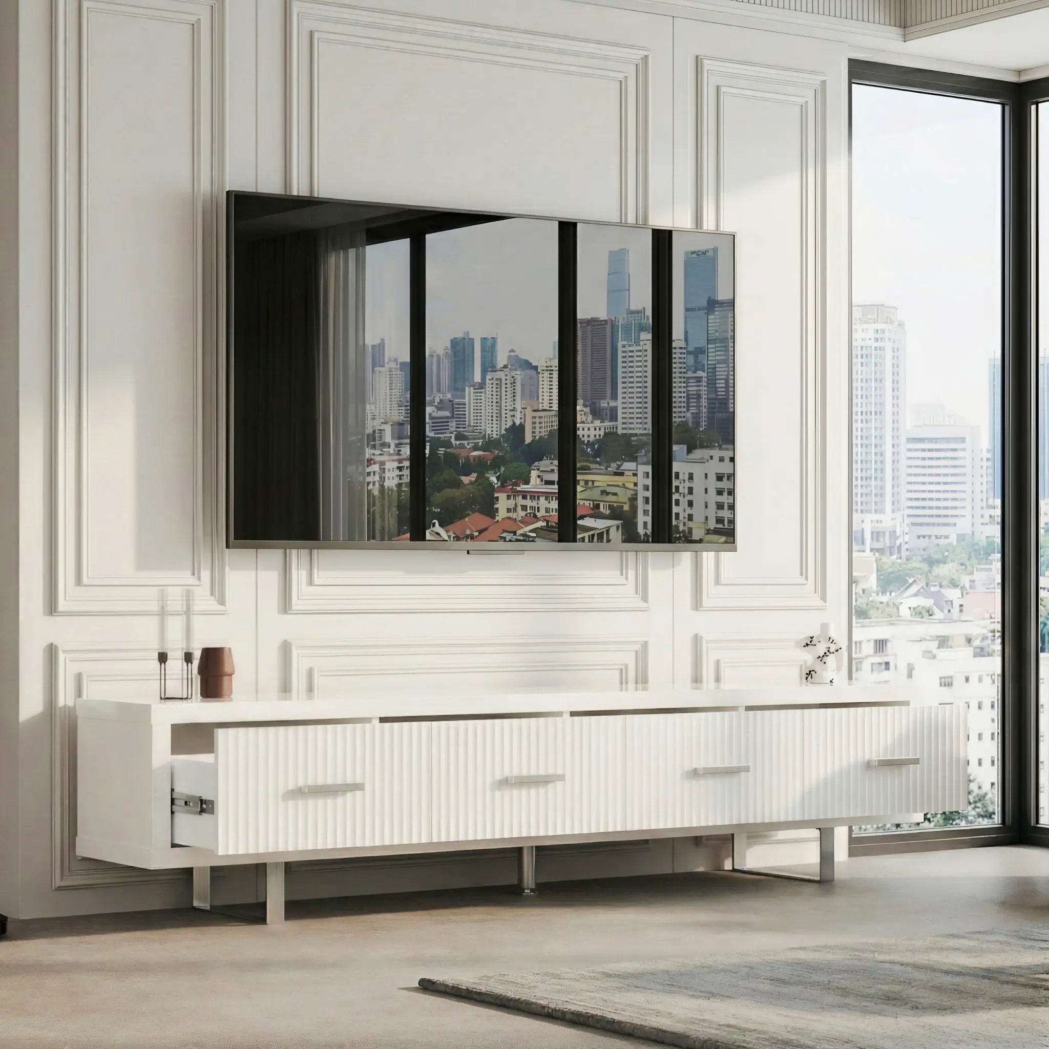 TV Stand With Slatted Drawers by Unique Piece Furniture