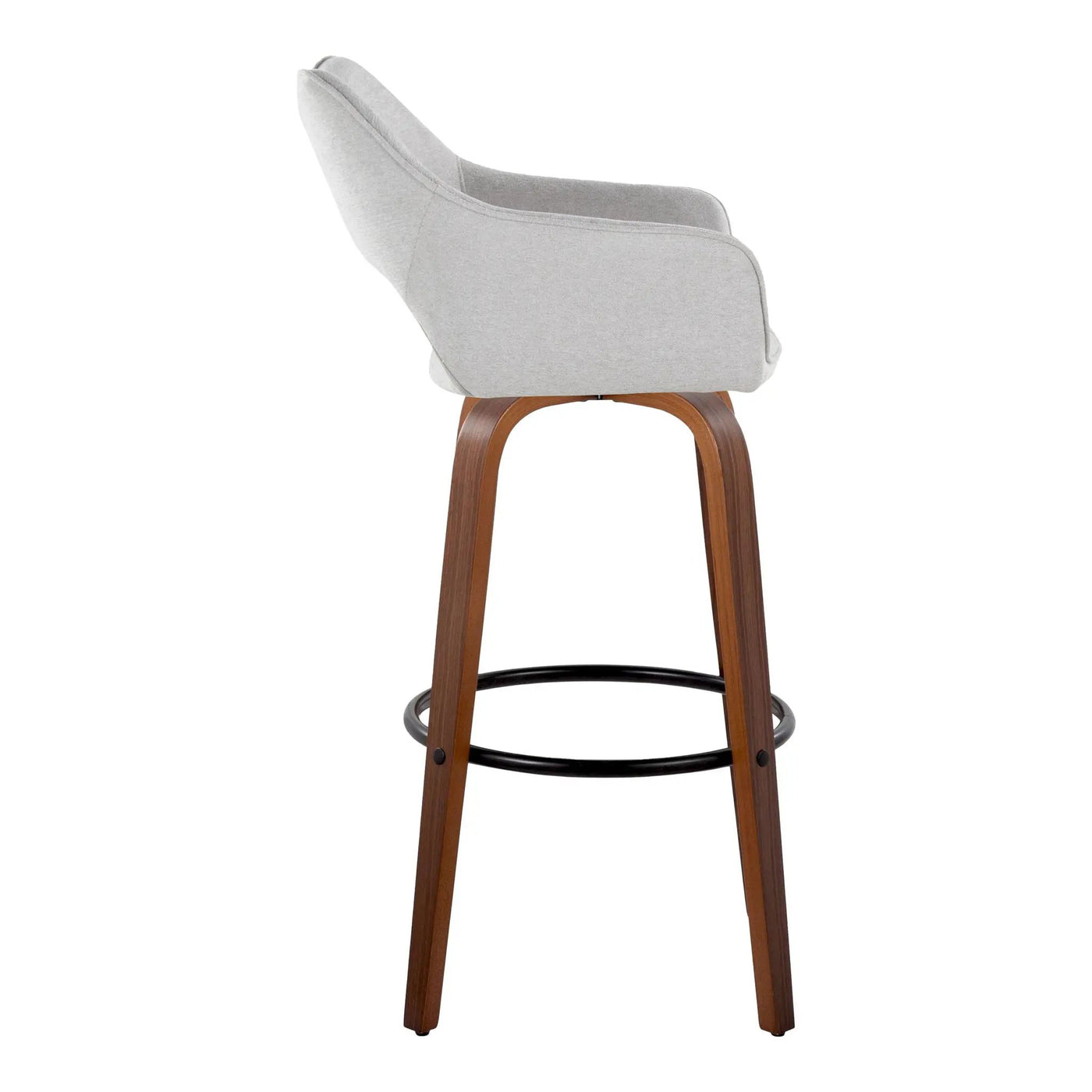 Mustang - Contemporary Fixed Height Barstool With Swivel & Round Footrest (Set of 2) by HouseOfZazla