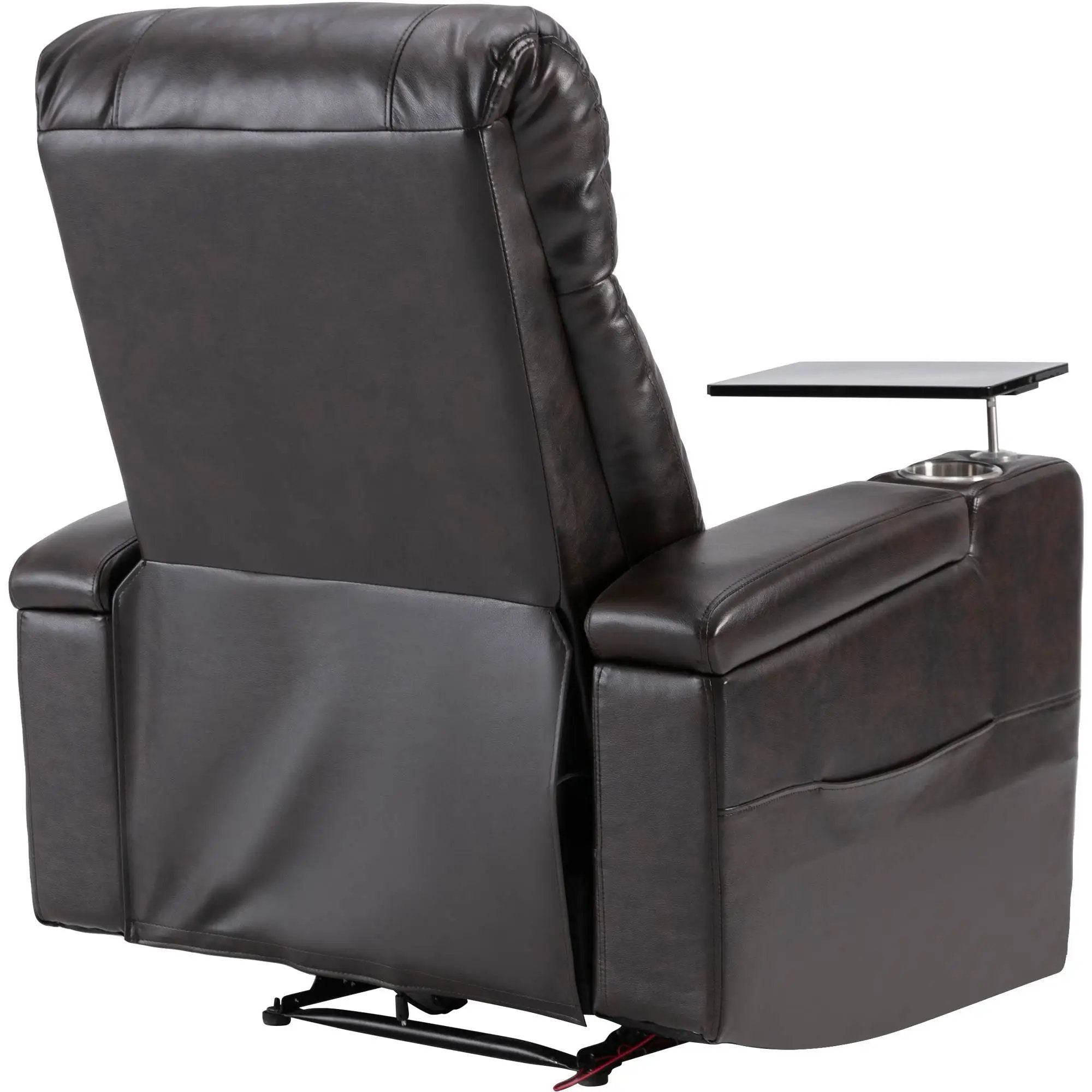 Power Recliner With Storage Arms, Cupholders, Swivel Tray Table And Cell Phone Stand - Brown by HouseOfZazla