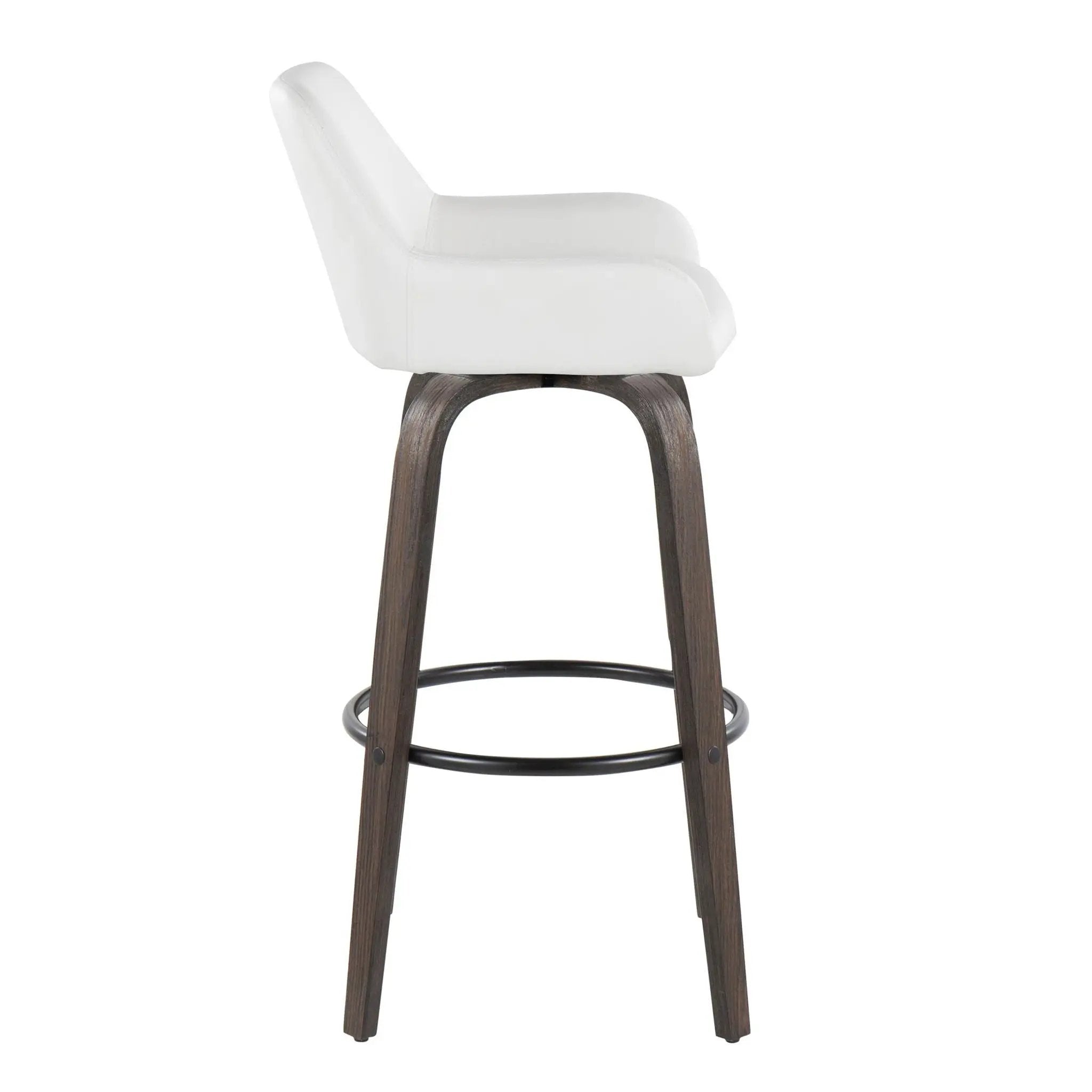 Daniella - Contemporary Fixed Height, Barstool With Swivel With Round Footrest (Set of 2) by HouseOfZazla