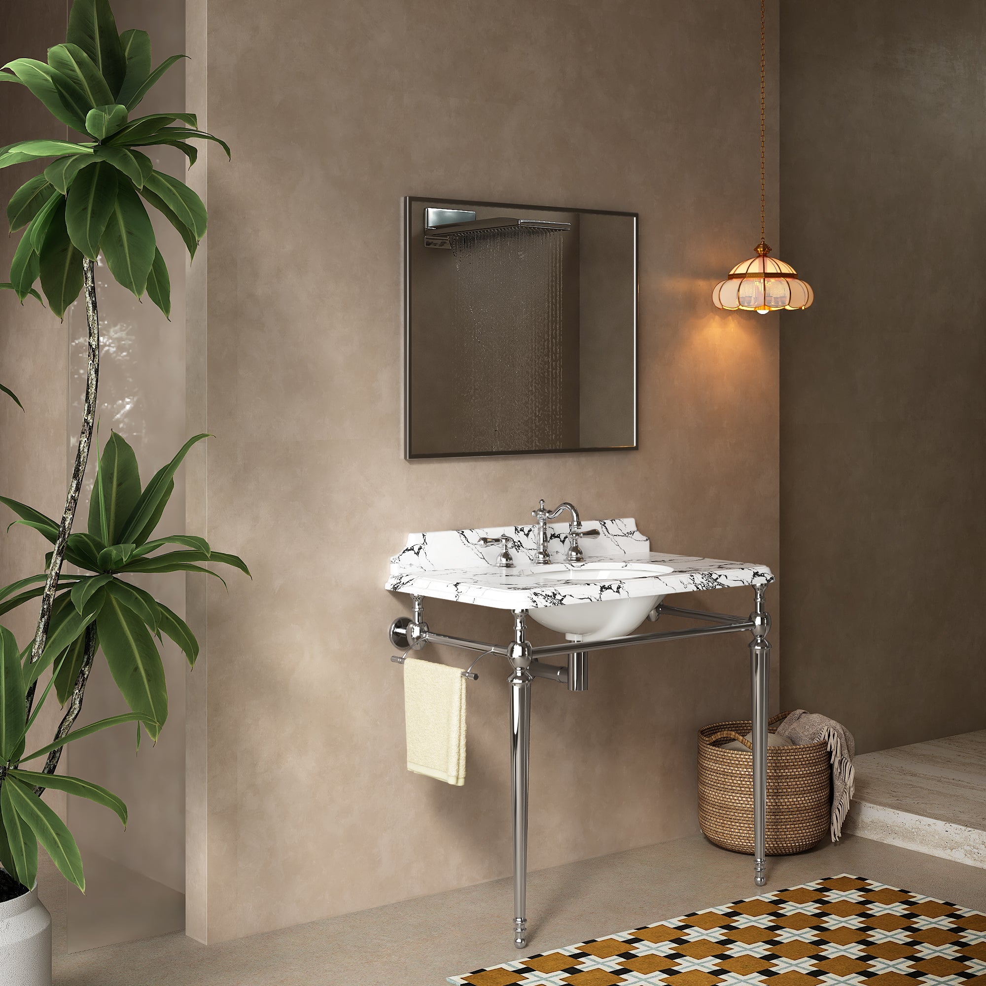 VICI 36" Bathroom Console Sink, Undermount Ceramic Vanity Basin by HouseOfZazla