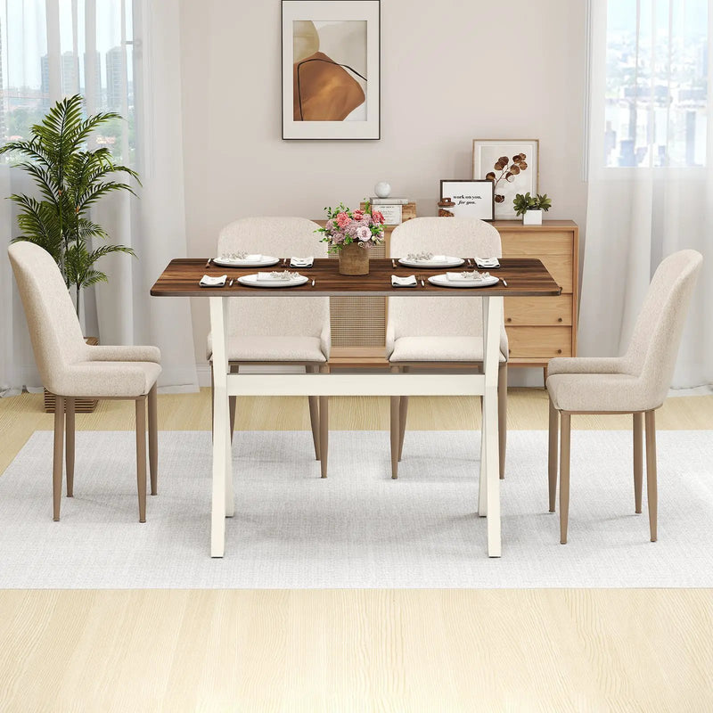 Modern Dining Table Wooden Kitchen Table with X-shaped Frame-White by DirectDeals