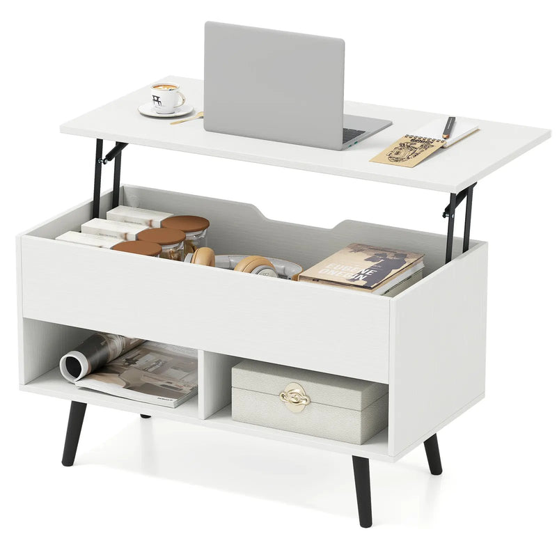 31.5 Inch Lift-Top Coffee Table with Hidden Storage and 2 Open Shelves by DirectDeals