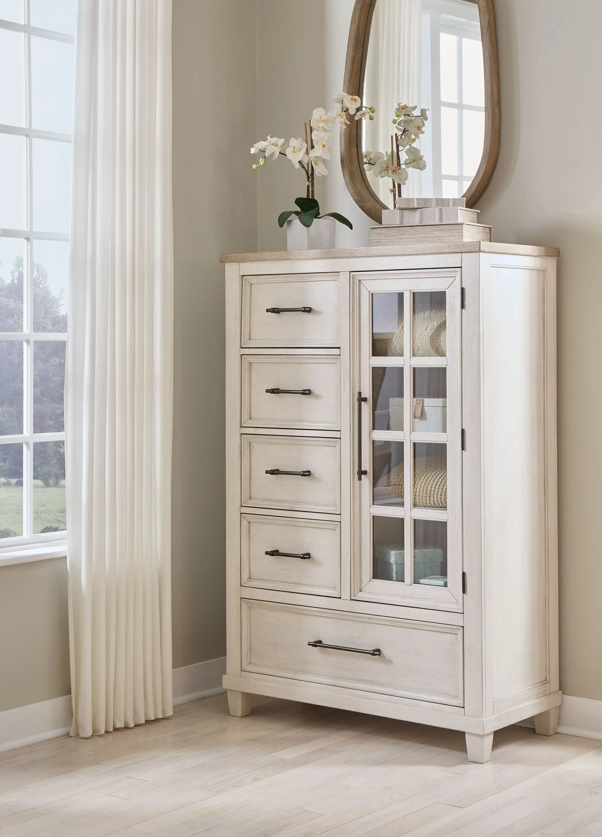 Shaybrock - Door Chest - Antique White / Brown by Unique Piece Furniture