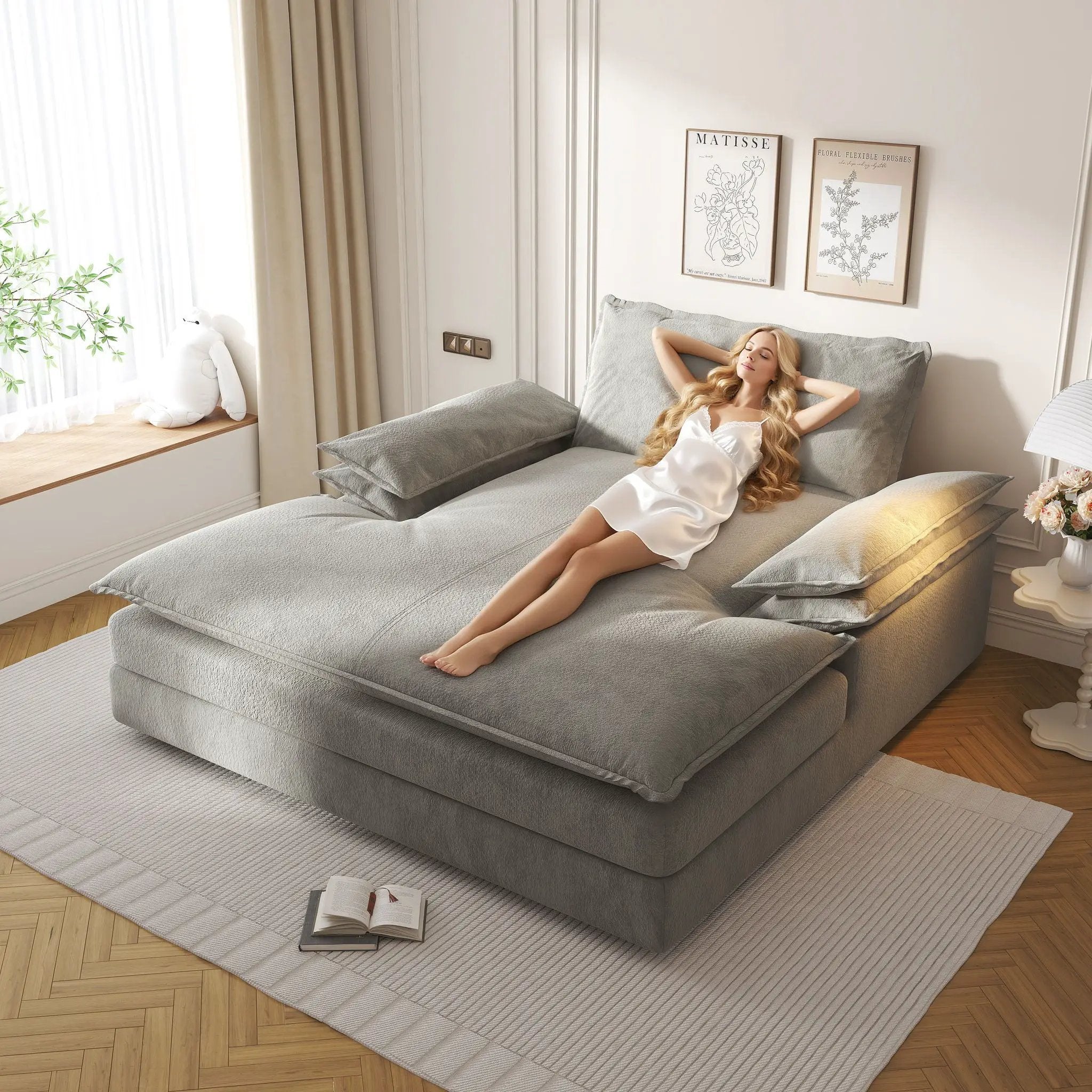 Modern Oversized Double Chaise Lounge Chair