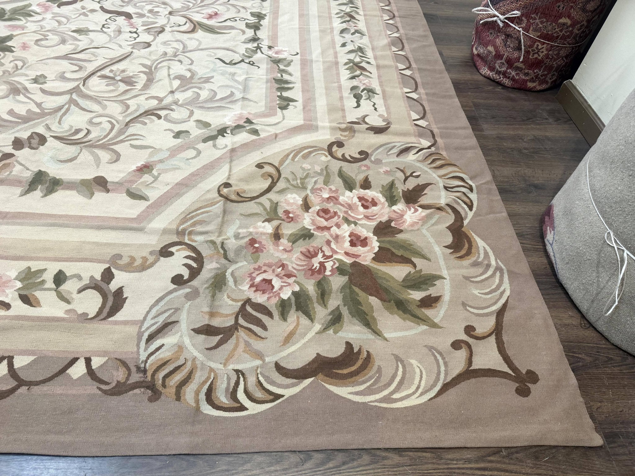 Palace Sized Aubusson Rug 13 x 20, Flatweave Aubusson Weave, Oversized Rug, European French Elegant Design by Jewel Rugs