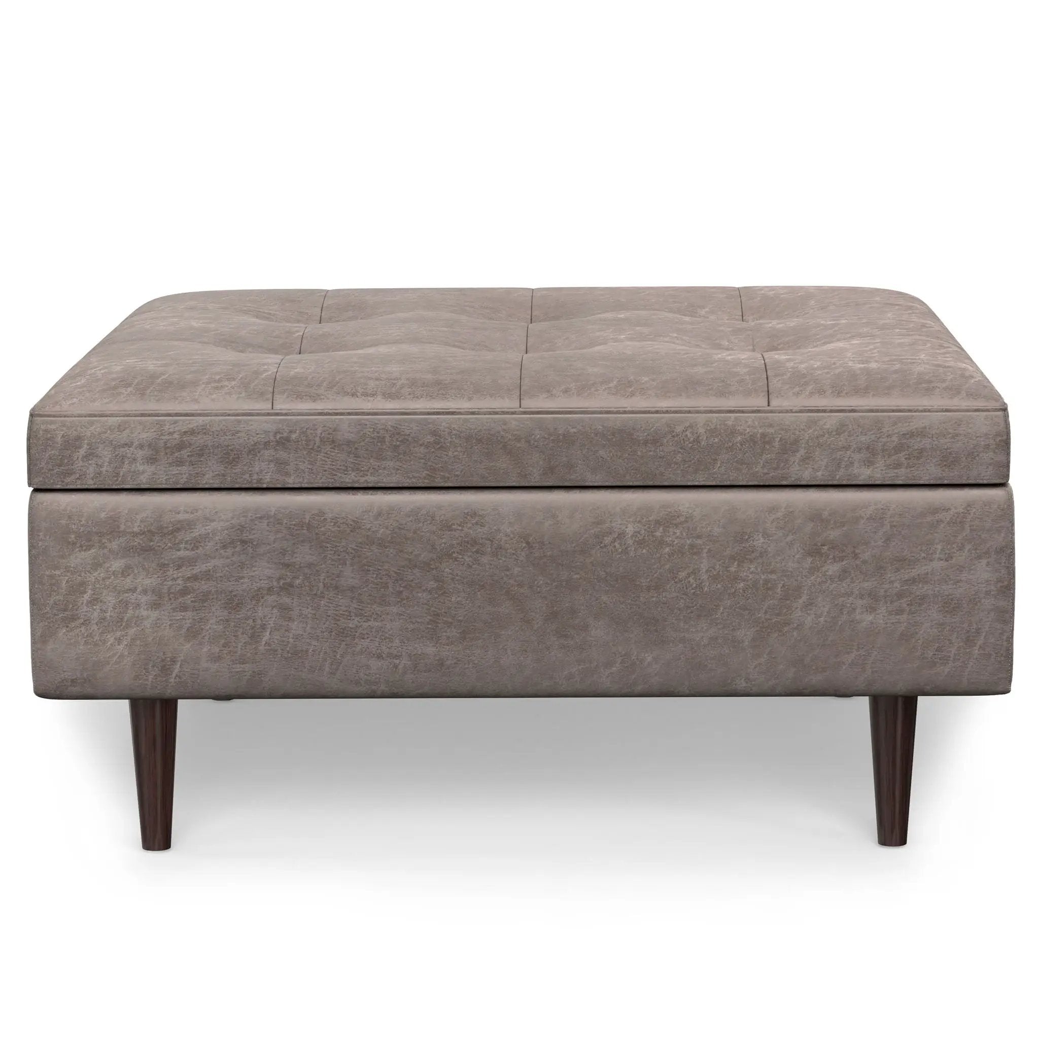 Shay - Large Square Coffee Table Storage Ottoman Mid-Century Style by HouseOfZazla
