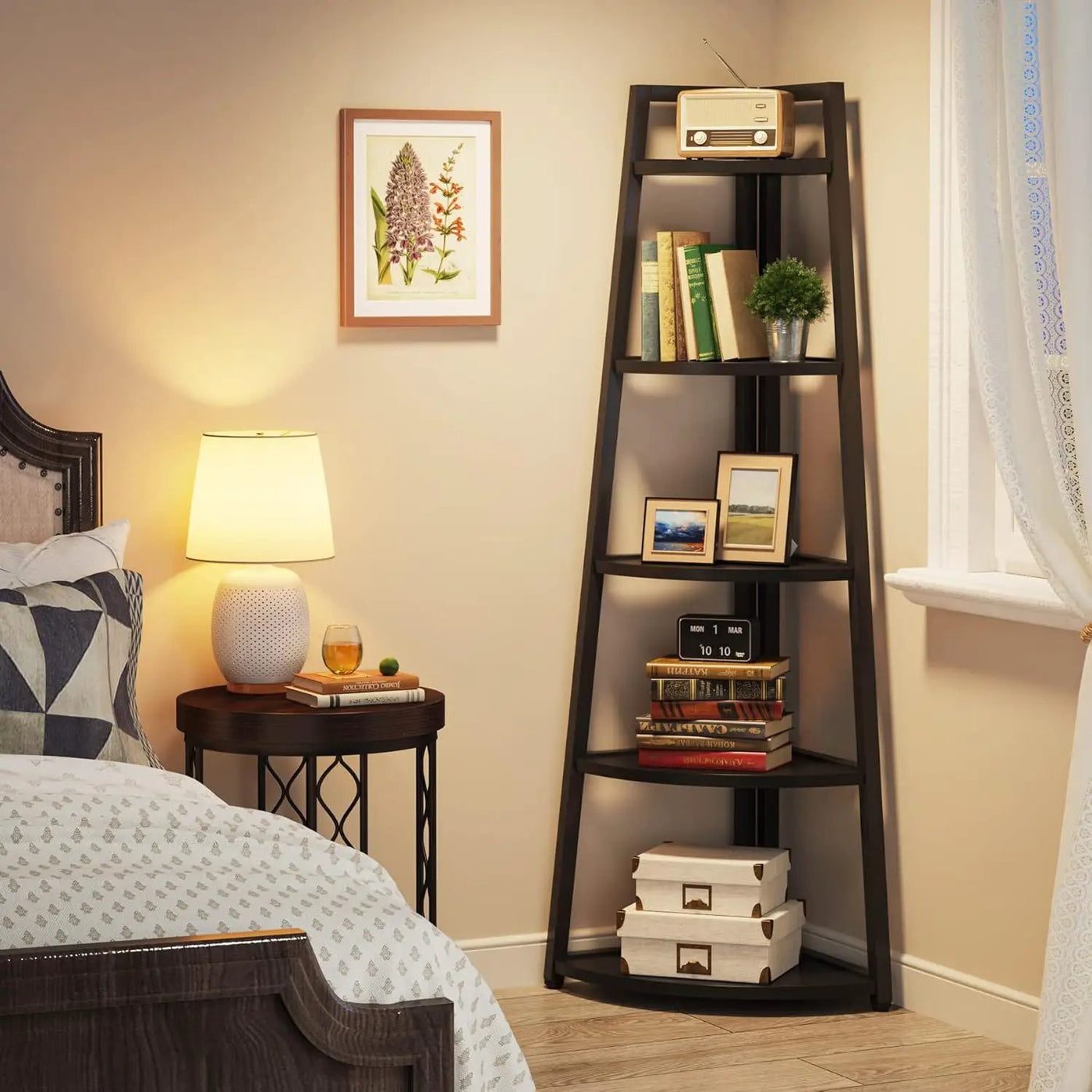 Tall 5 Tier Corner Bookshelf For Living Room by HouseOfZazla