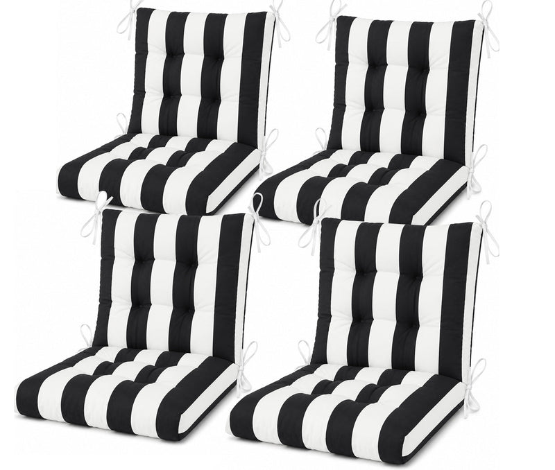 Outdoor Chair Cushions Set of 8 - Black/White Striped