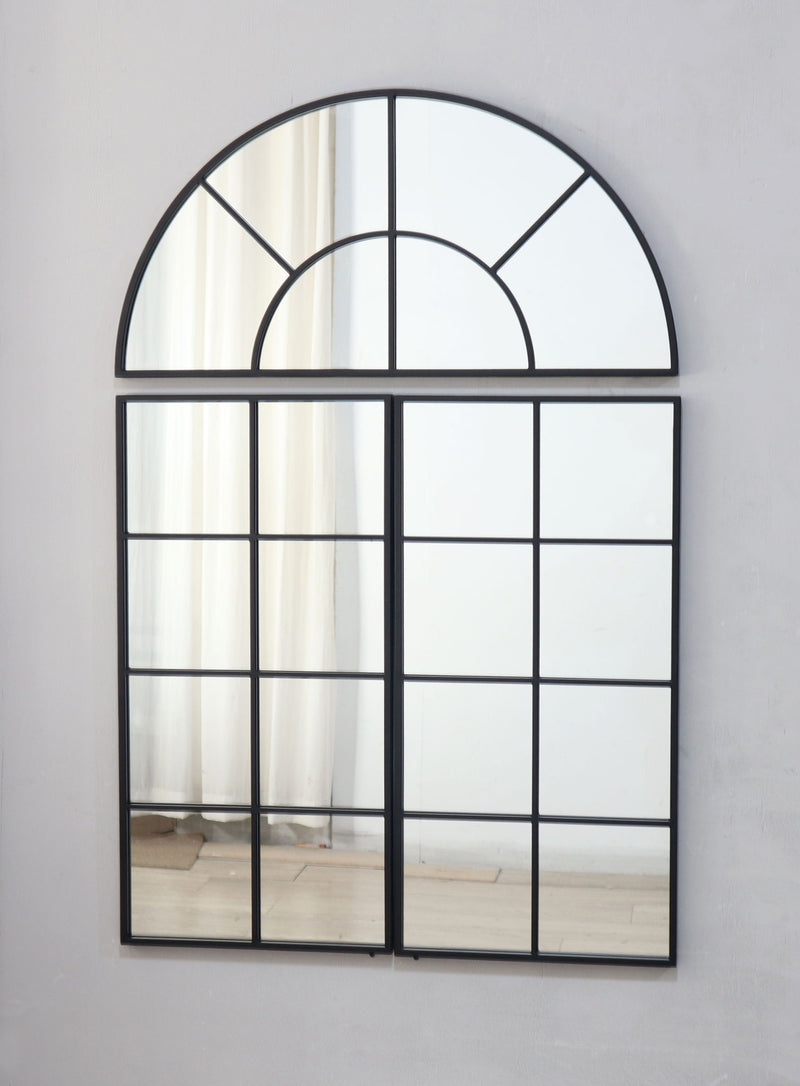 Large Arched Wall Mirror with 3 Separate Sections - Black, photo 3 of 6