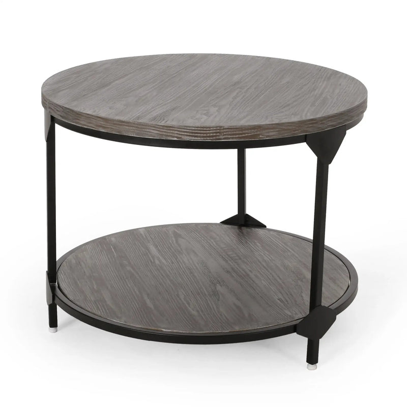 Coffee Table With Wood Patterned Tabletop And Iron Frame - Gray by HouseOfZazla