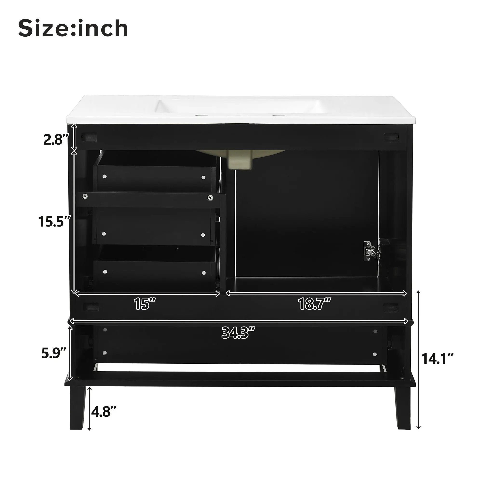 Bathroom Vanity, Modern Bathroom Cabinet With Sink Combo Set, Bathroom Storage Cabinet With A Soft Closing Door And 3 Drawers, Solid Wood Frame by HouseOfZazla