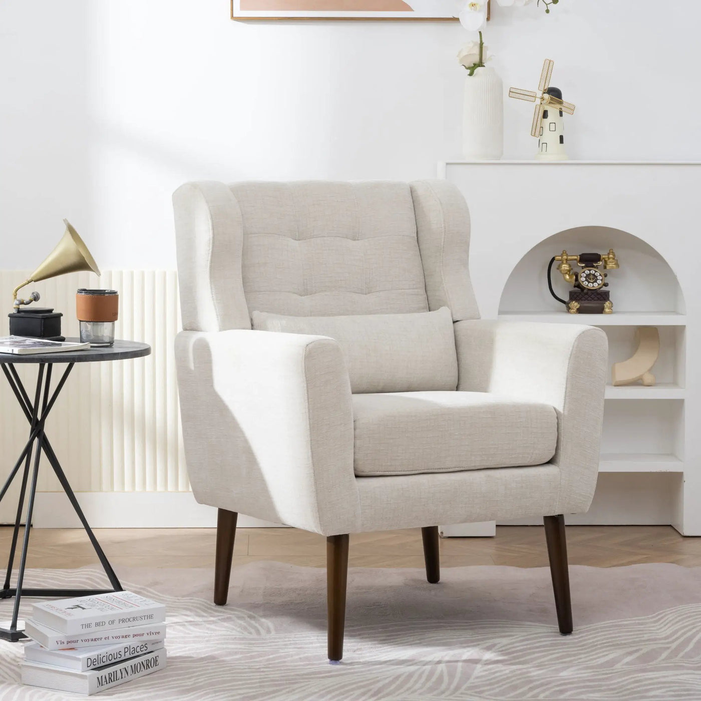 Modern Accent Chair Upholstered Foam Filled Living Room Chairs Comfy Reading Chair Mid-Century Modern Chair With Fabric Lounge Arm Chairs Armchair For Living Room Bedroom by HouseOfZazla
