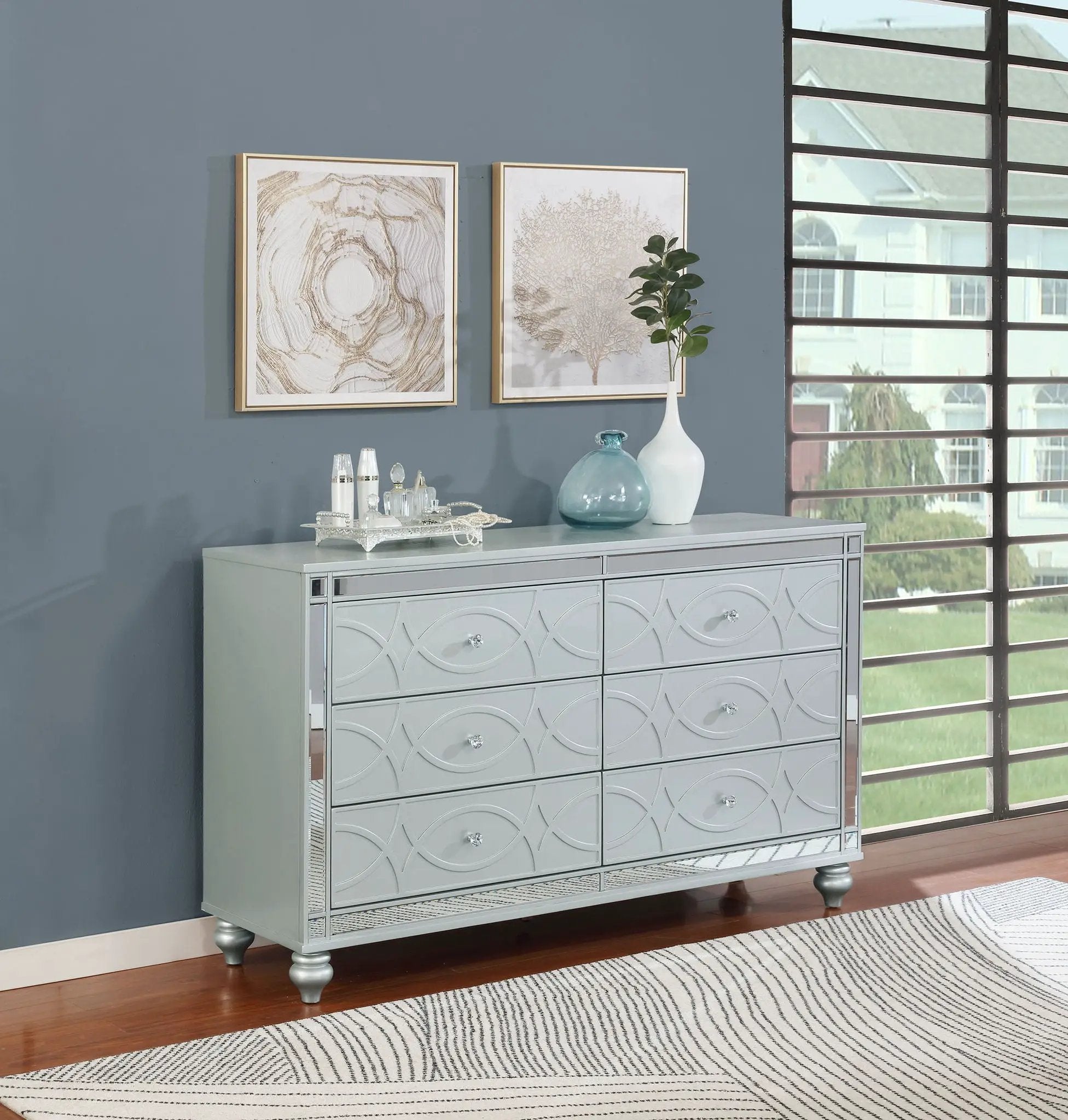 Gunnison 6-drawer Dresser Silver Metallic by Unique Piece Furniture