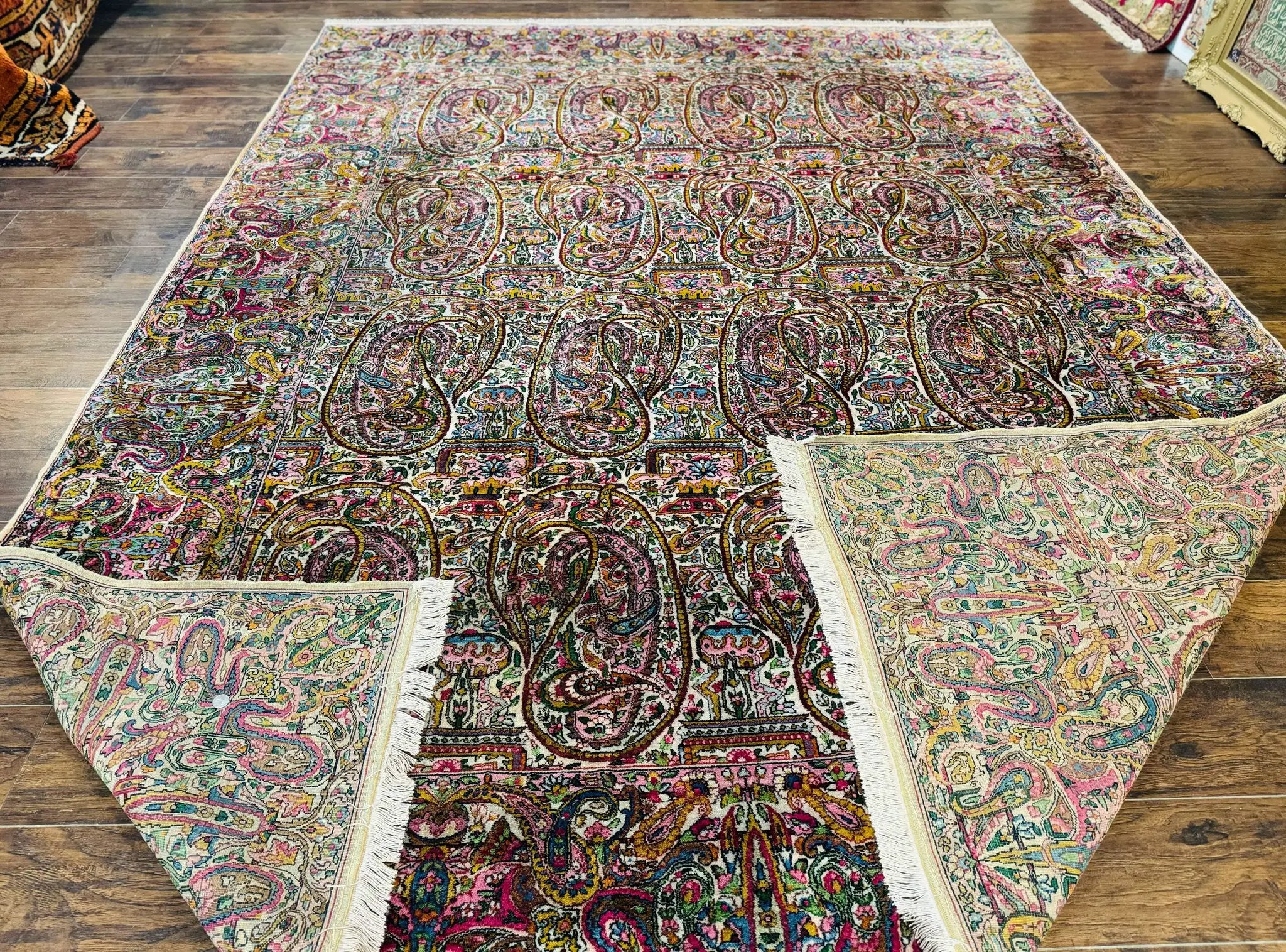 Rare Antique Persian Kerman Lavar Rug 9x12, Boteh Paisley Design by Jewel Rugs