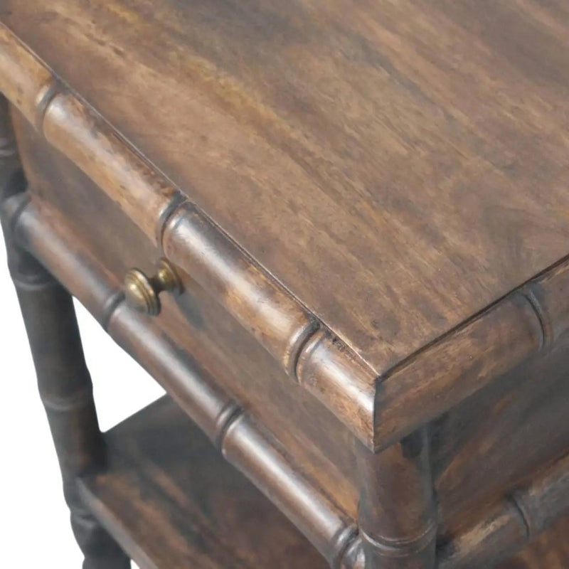 Solid Wood Bamboo Carved Bedside Table by HouseOfZazla