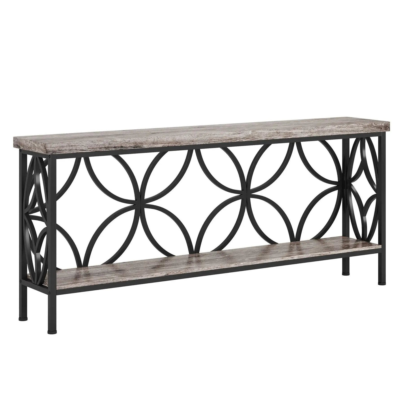 Extra Long Console Table With Open Storage Shelves by HouseOfZazla