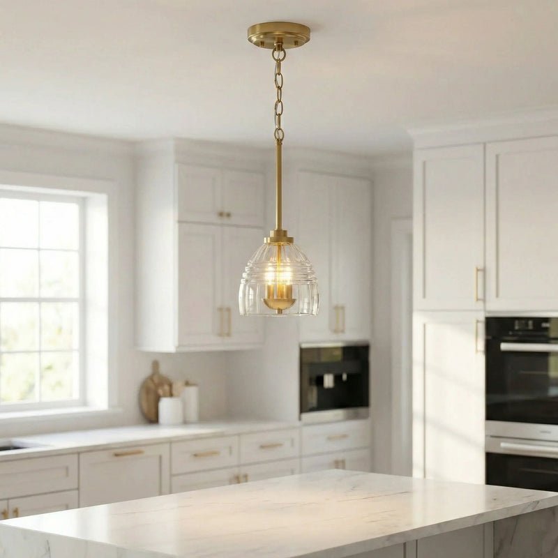Ember - 3 Candle Lights Chain Pendant - Clear / Gold by HouseOfZazla