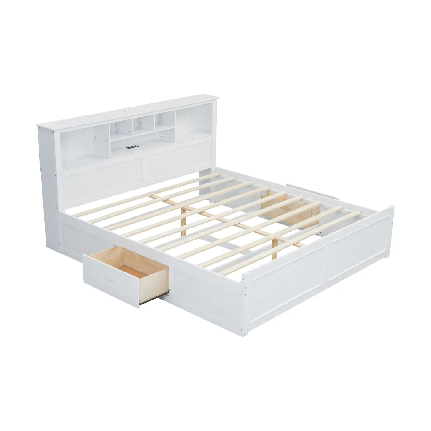 Platform Bed With Multi Storage Headboard, USB And Drawers by HouseOfZazla