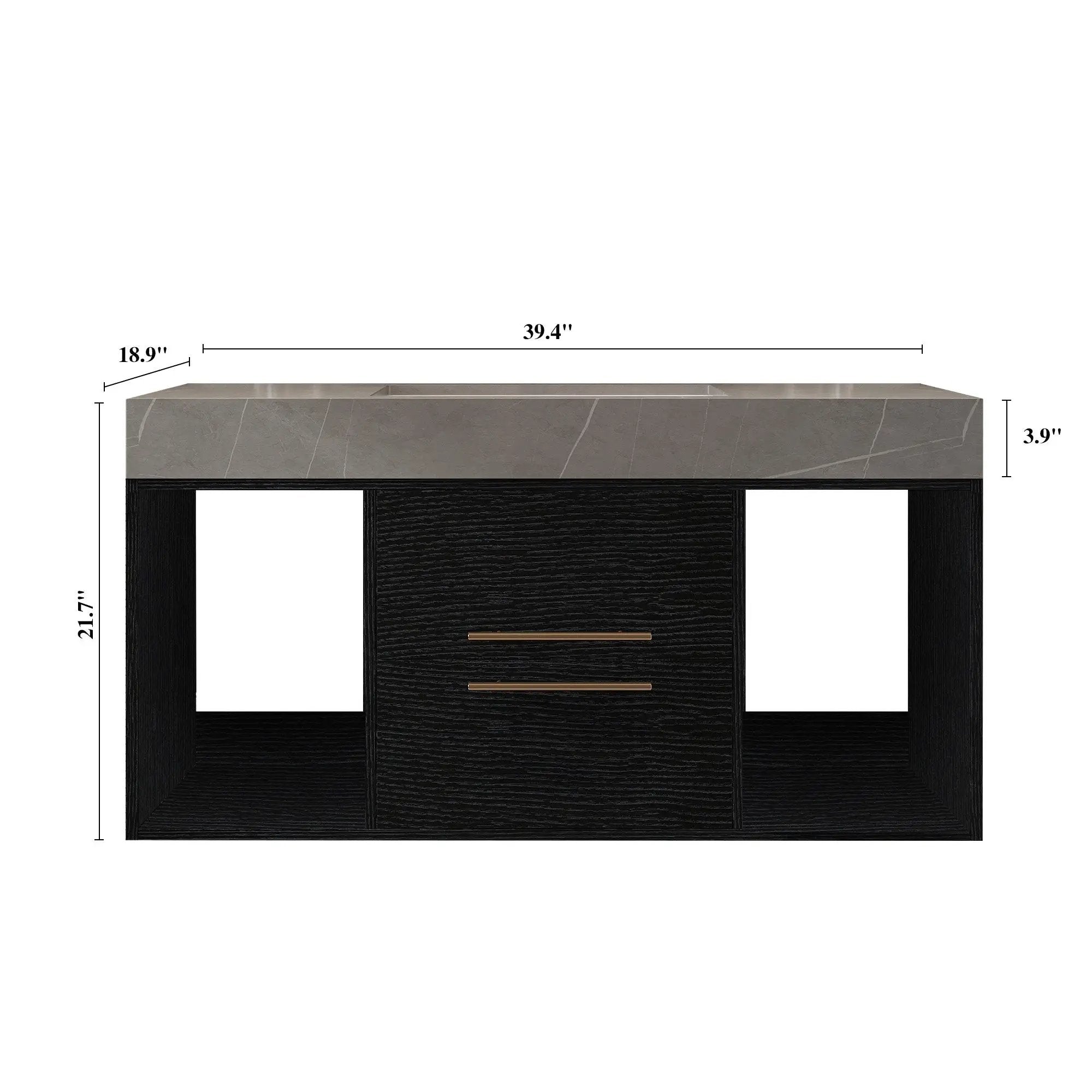 39.4 Inches Single Contemporary Floating Bathroom Vanity by HouseOfZazla